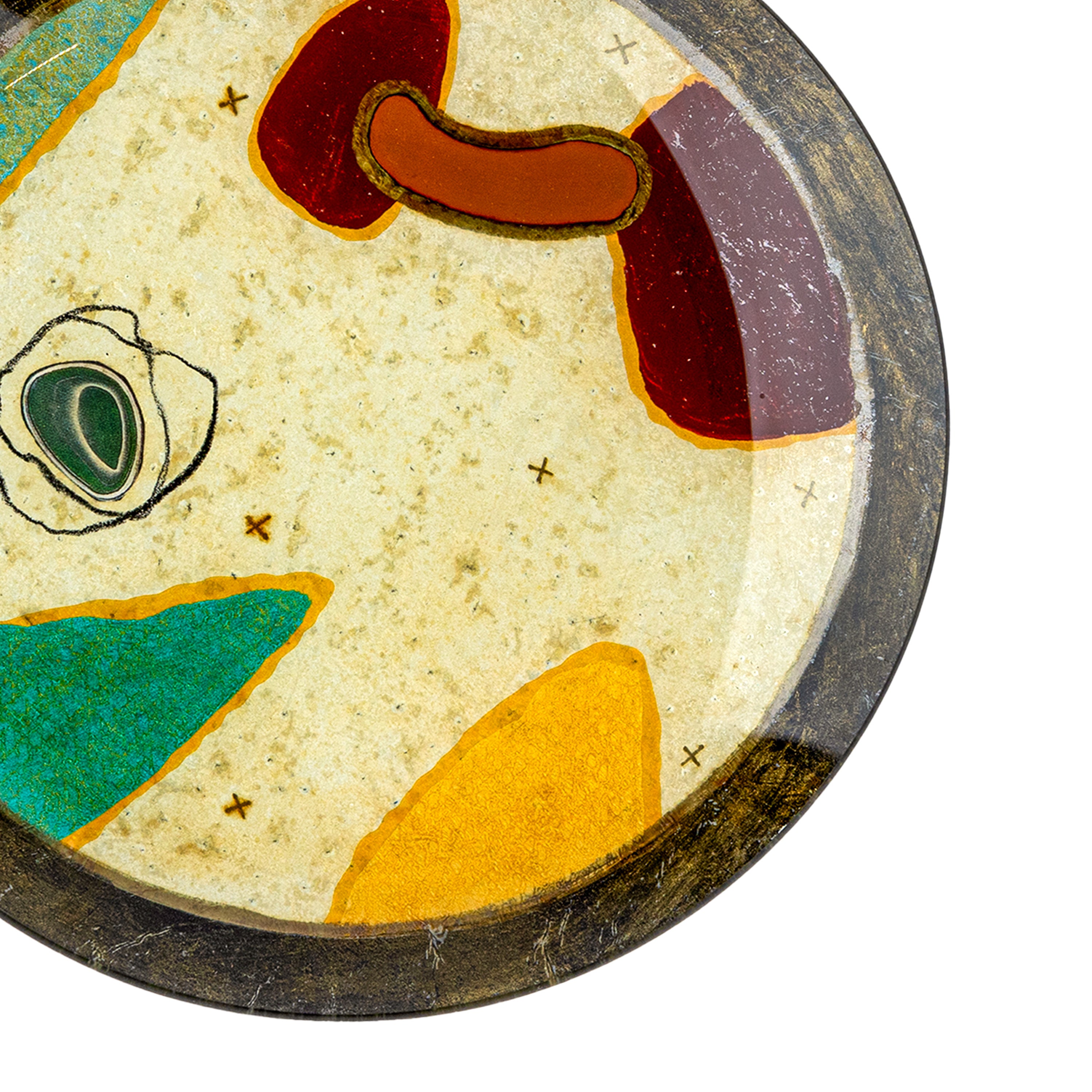 Idée Art Exclusive. Glass Decorative Plated with Abstract Design. Medium Size