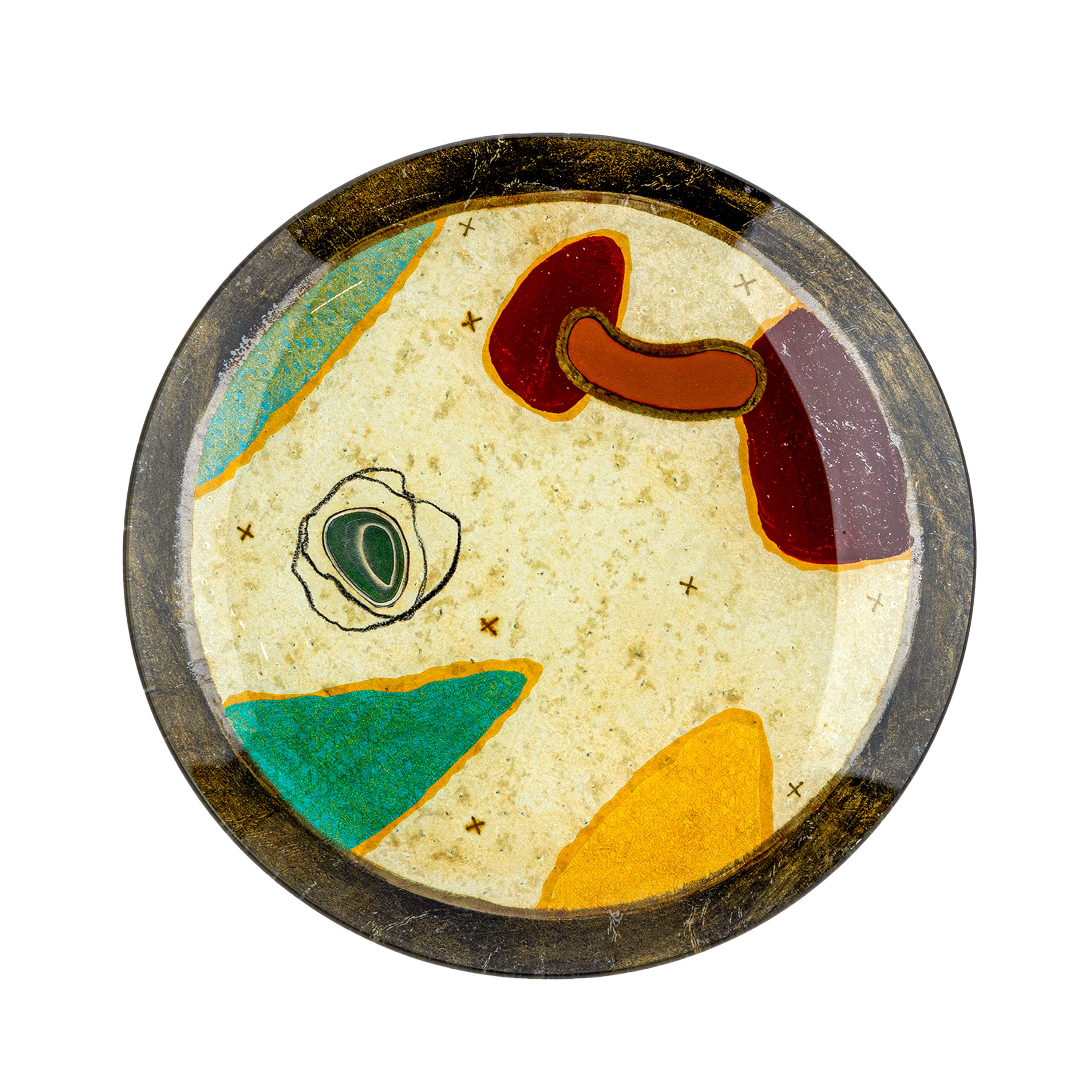 Idée Art Exclusive. Glass Decorative Plated with Abstract Design. Medium Size