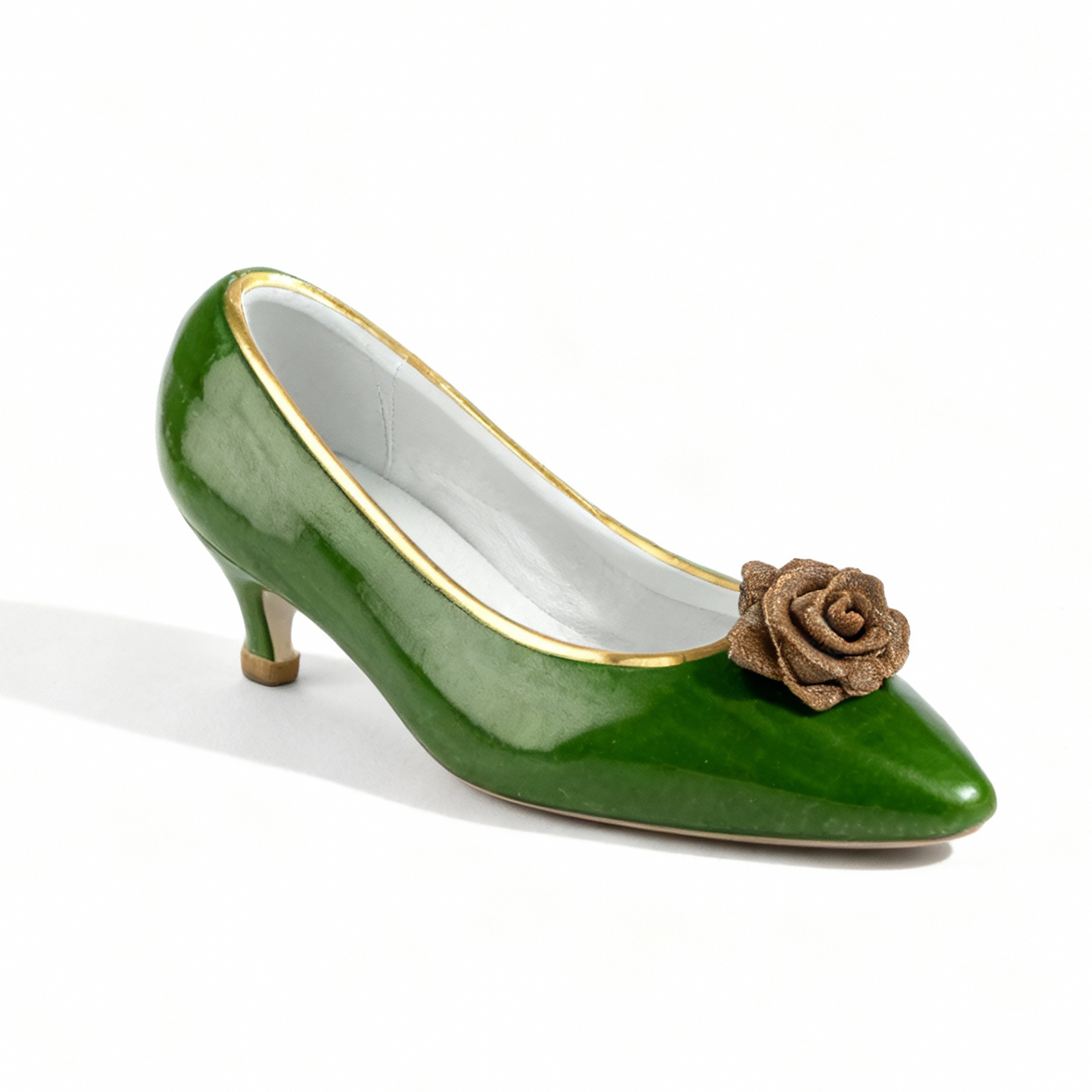 Idée Art Exclusive. Green Porcelain Figurine with Shoe Design. Small Size
