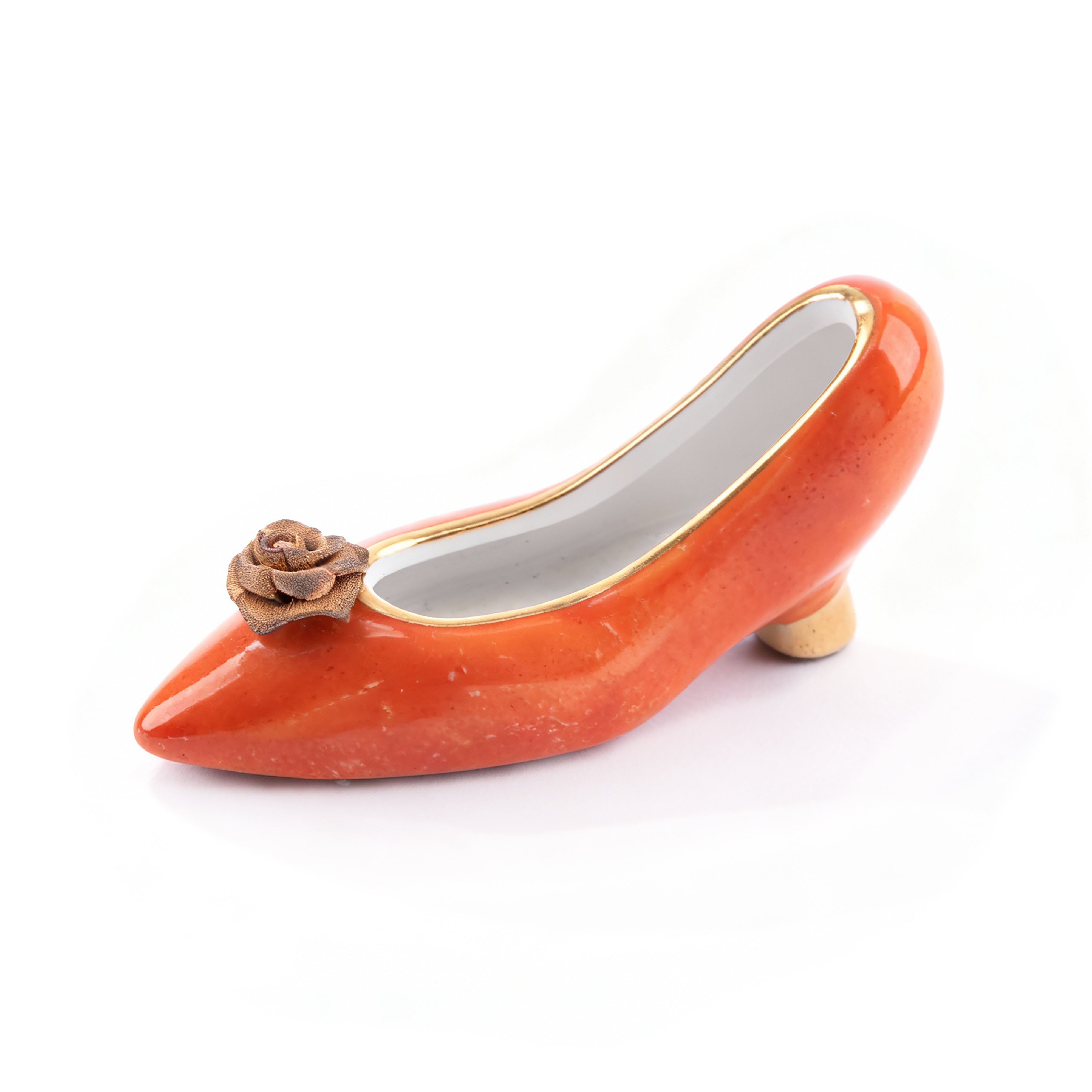 Idée Art Exclusive. Porcelain Orange Shoe Shaped Figurine. Small Size