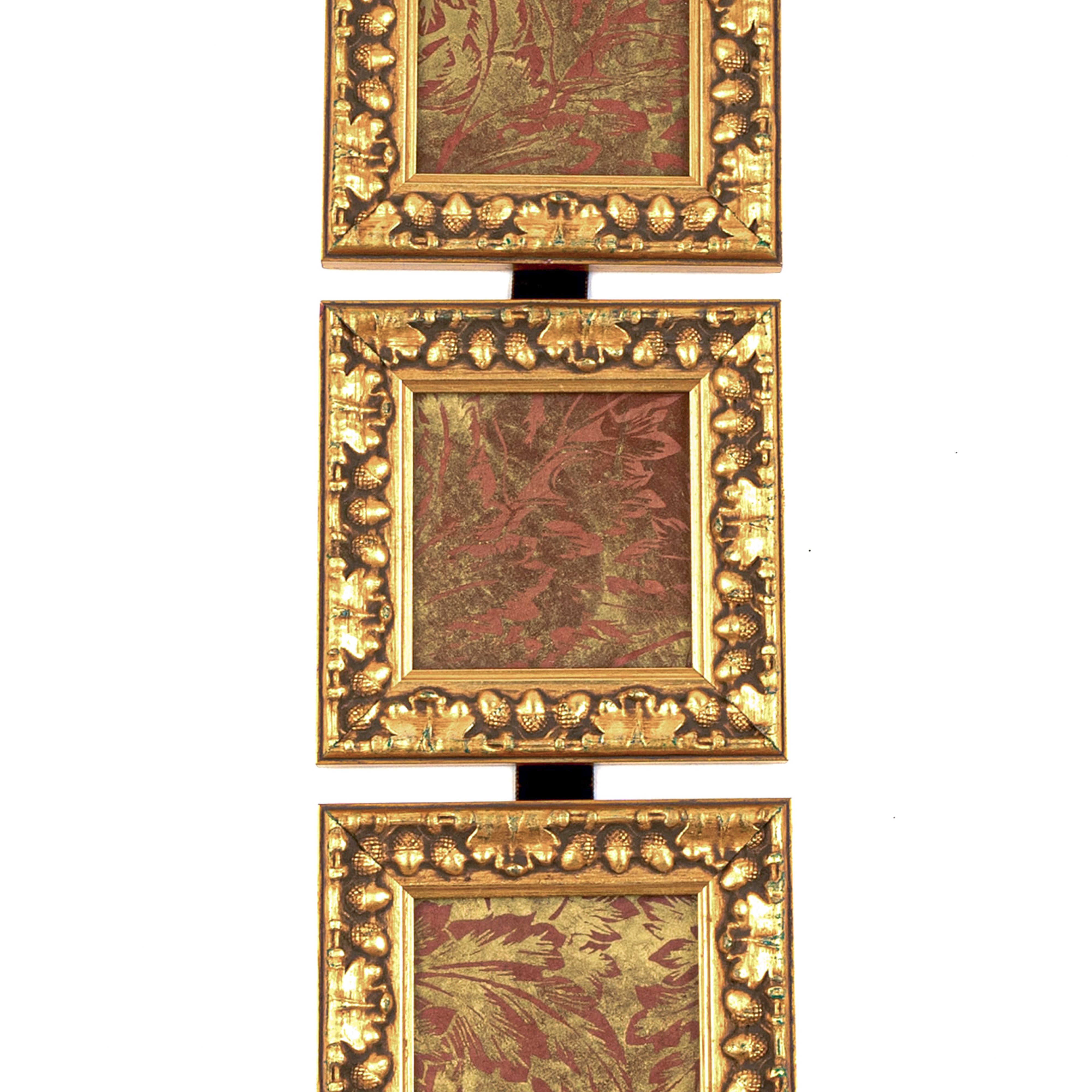 Idée Art Exclusive. Set of 3 Gold Wall-Hanging Picture Frame with Acorns Pattern.