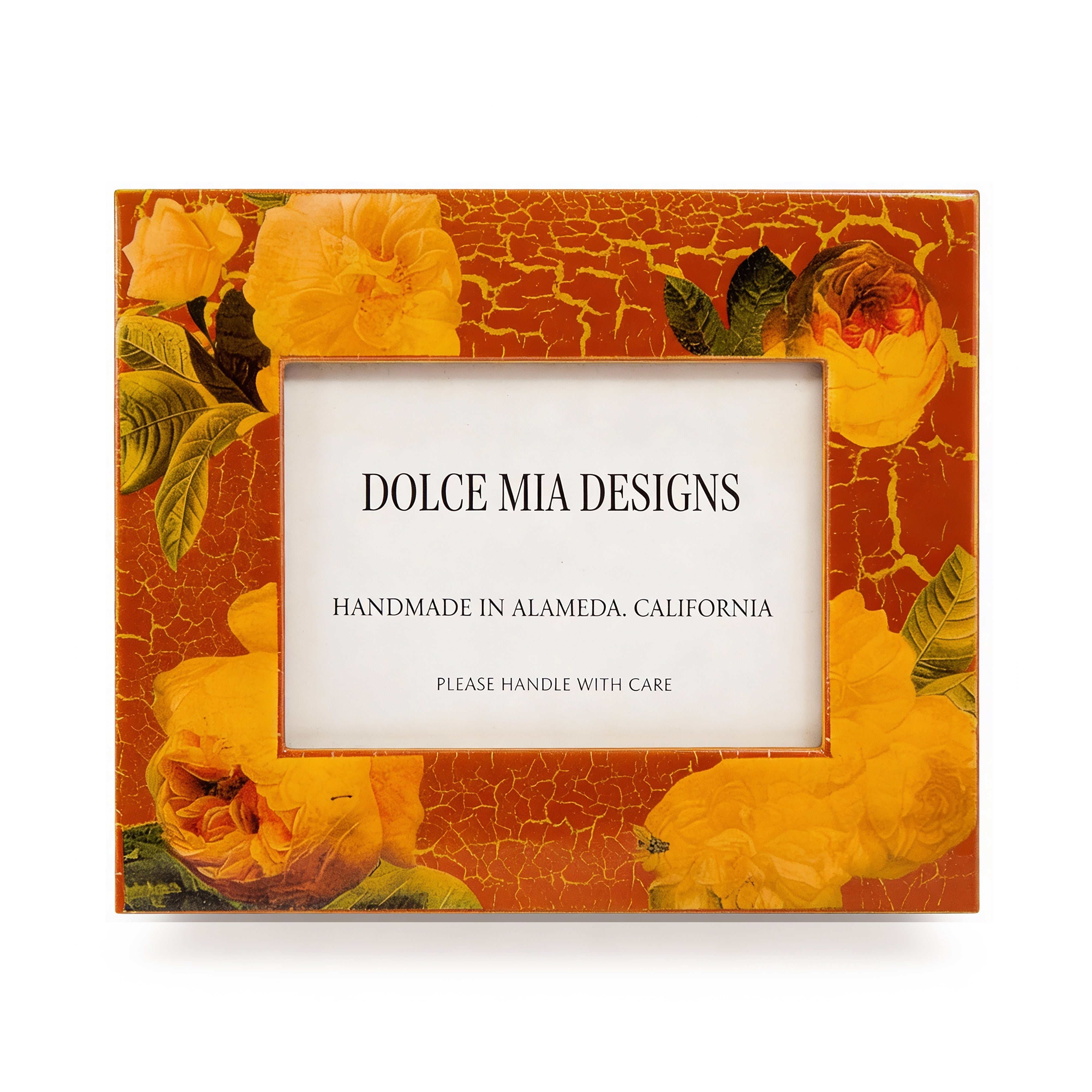 Idée Art Exclusive. Amber Picture Frame Designed with Flowers. Large Size