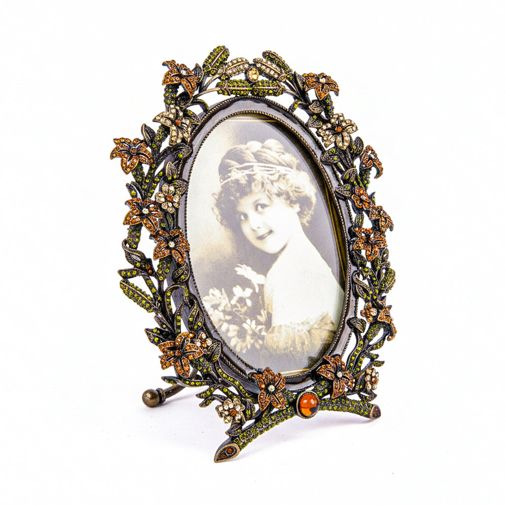 Idée Art Exclusive. Grey Picture Frame Studded with Swarovski. Medium Size