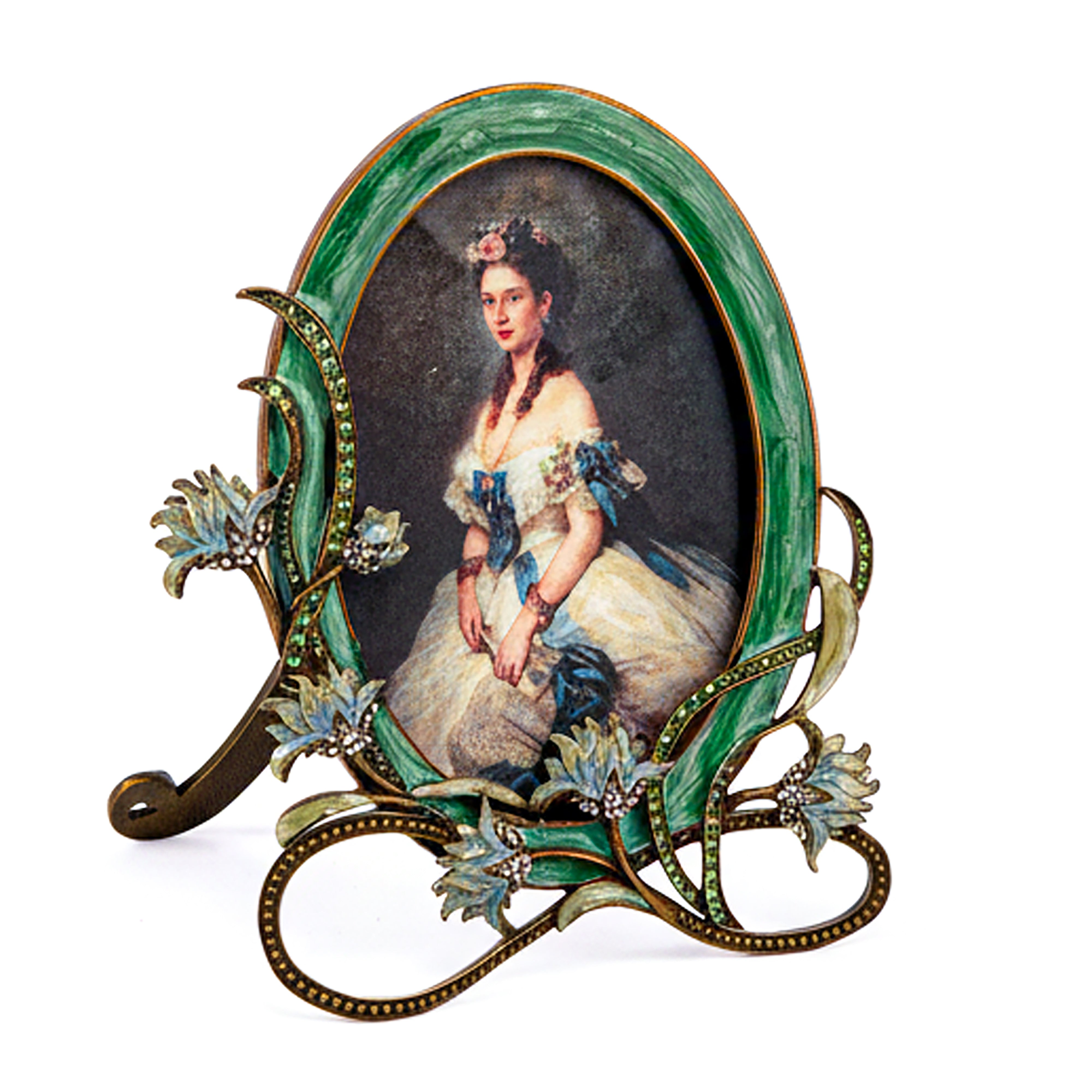 Idée Art Exclusive. Green Picture Frame Studded with Swarovski. Medium Size