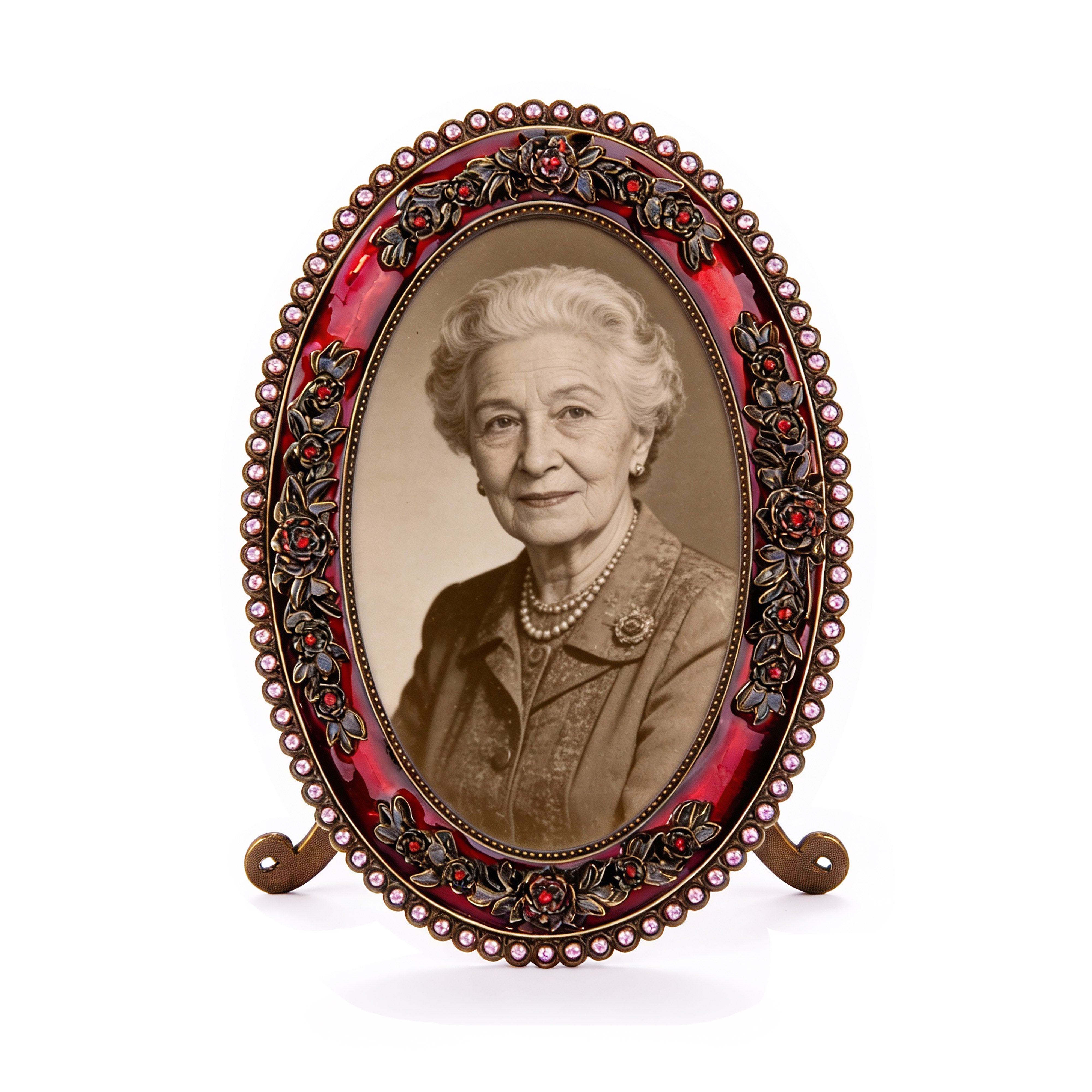 Idée Art Exclusive. Burgundy Picture Frame Studded with Swarovski. Medium Size