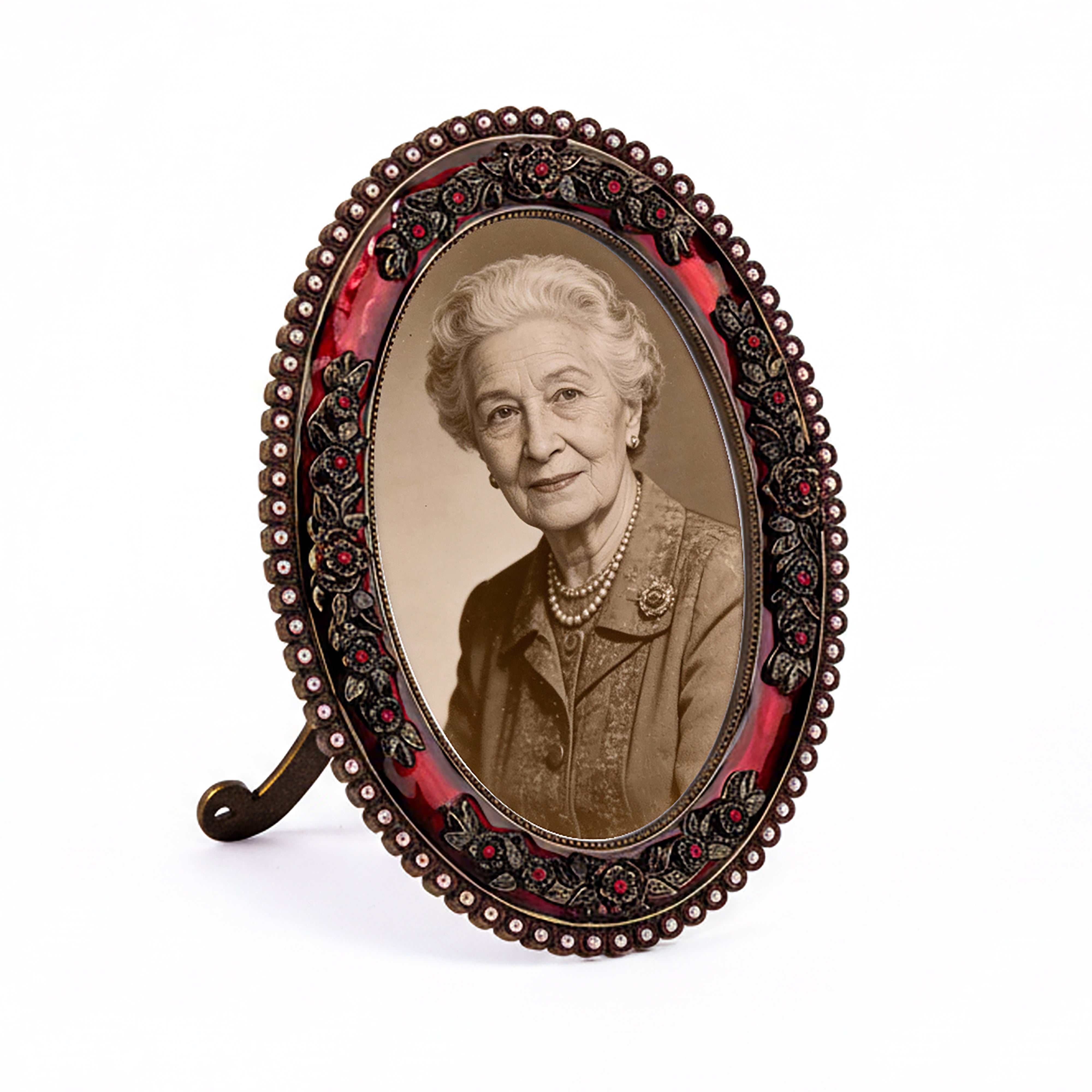 Idée Art Exclusive. Burgundy Picture Frame Studded with Swarovski. Medium Size