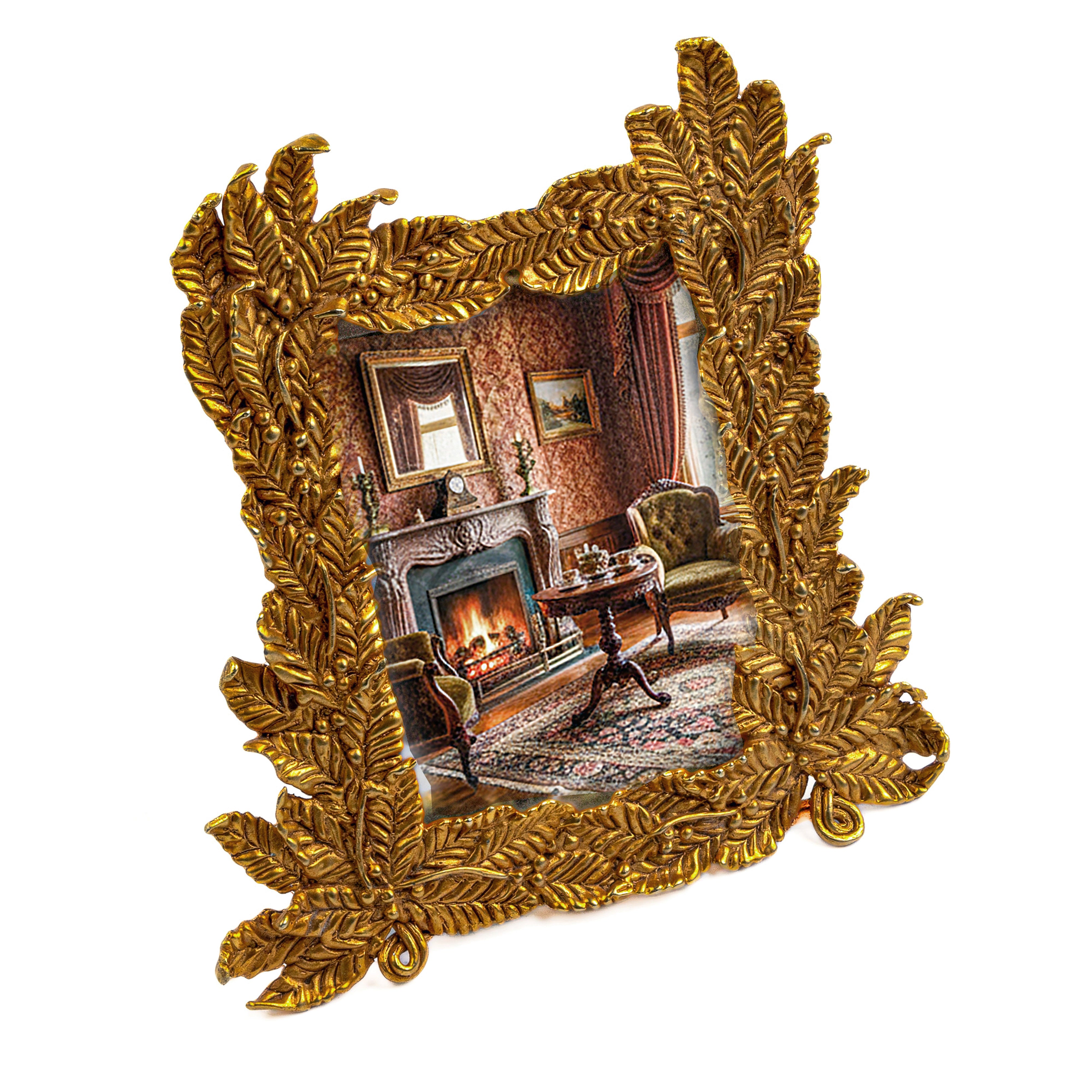 Idée Art Exclusive. Gilded Leaves-shaped Photo Frame. Medium Size
