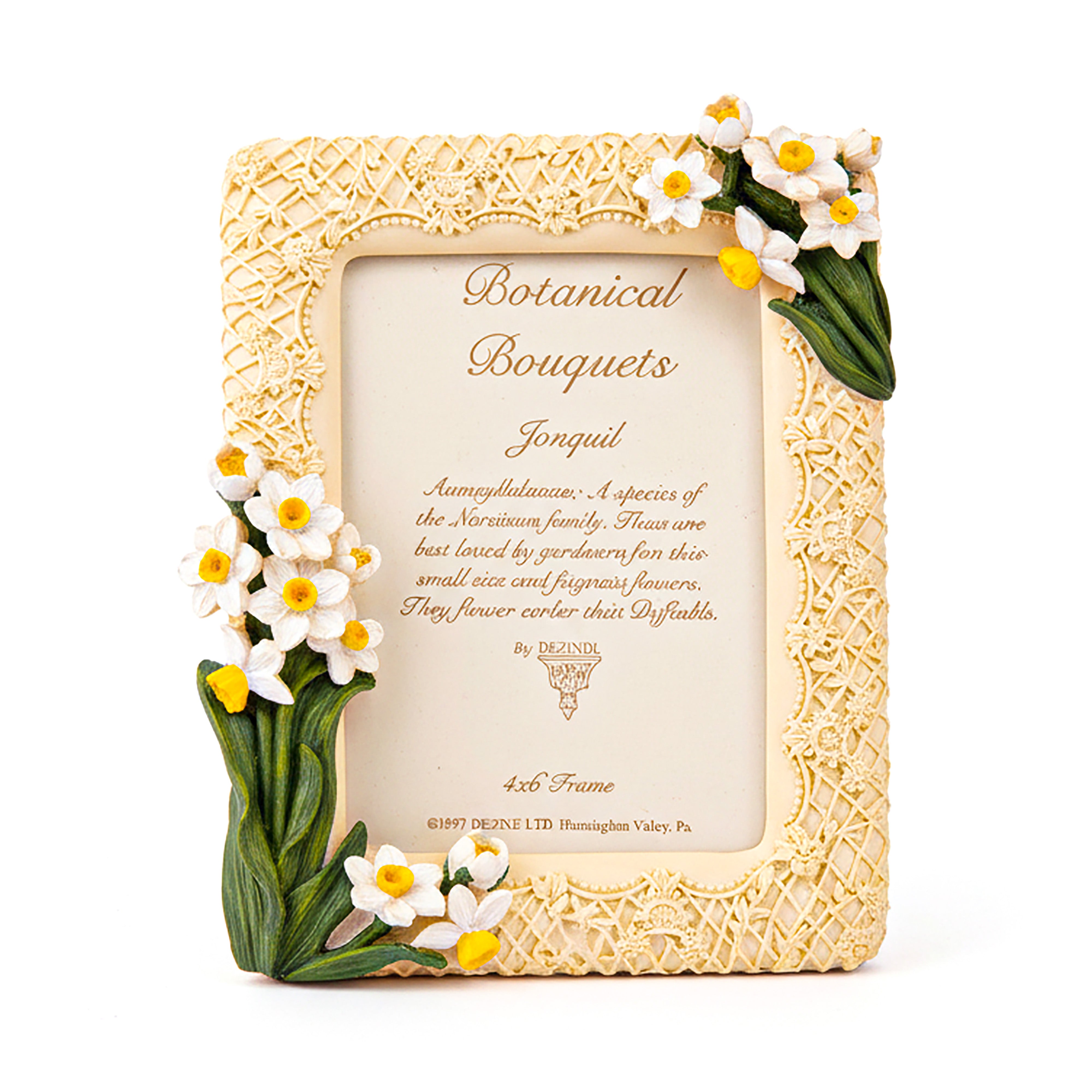 Idée Art Exclusive. Porcelain Picture Frame with Jonquil Flowers. Medium Size