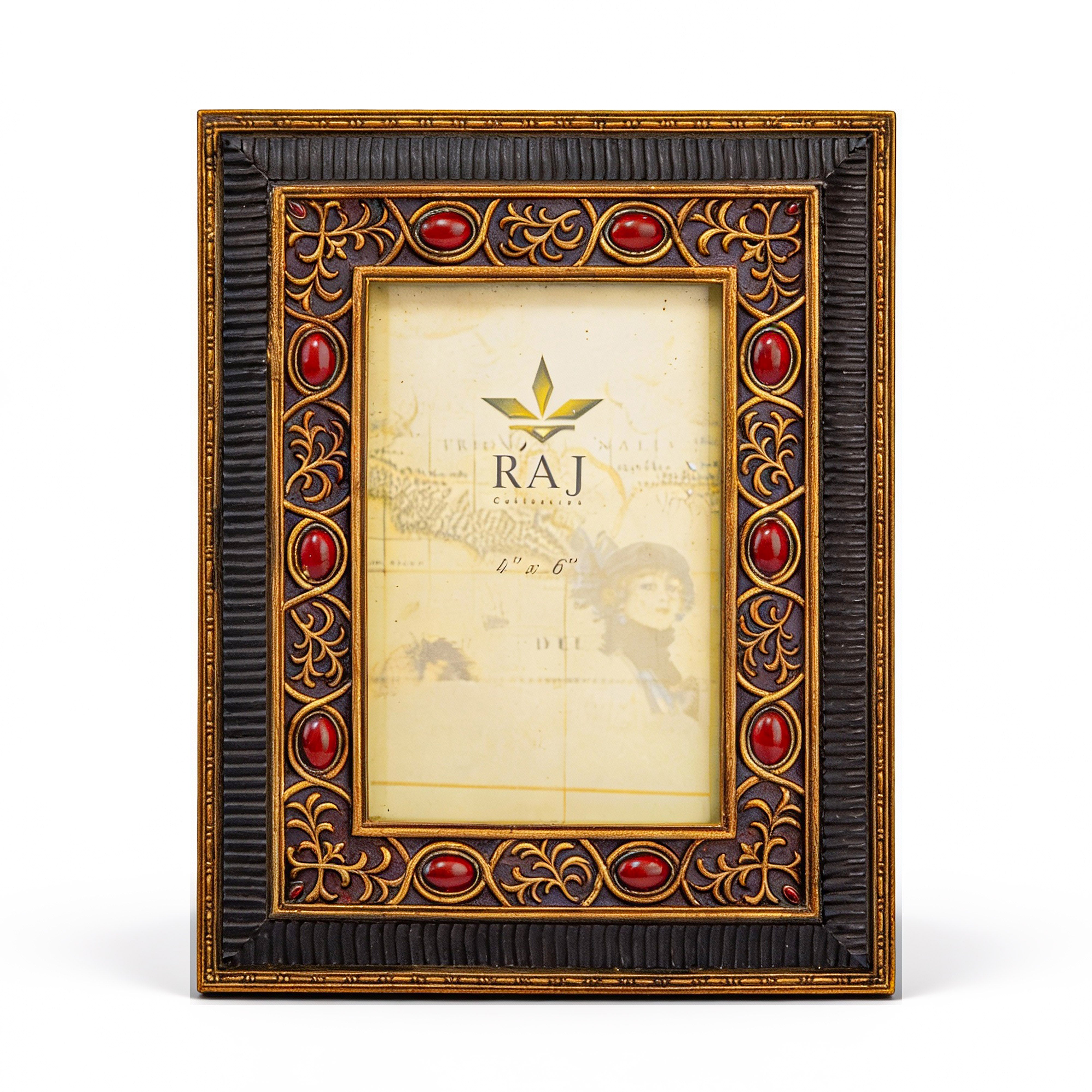 Idée Art Exclusive. Picture Frame Studded with Red Stones. Medium Size