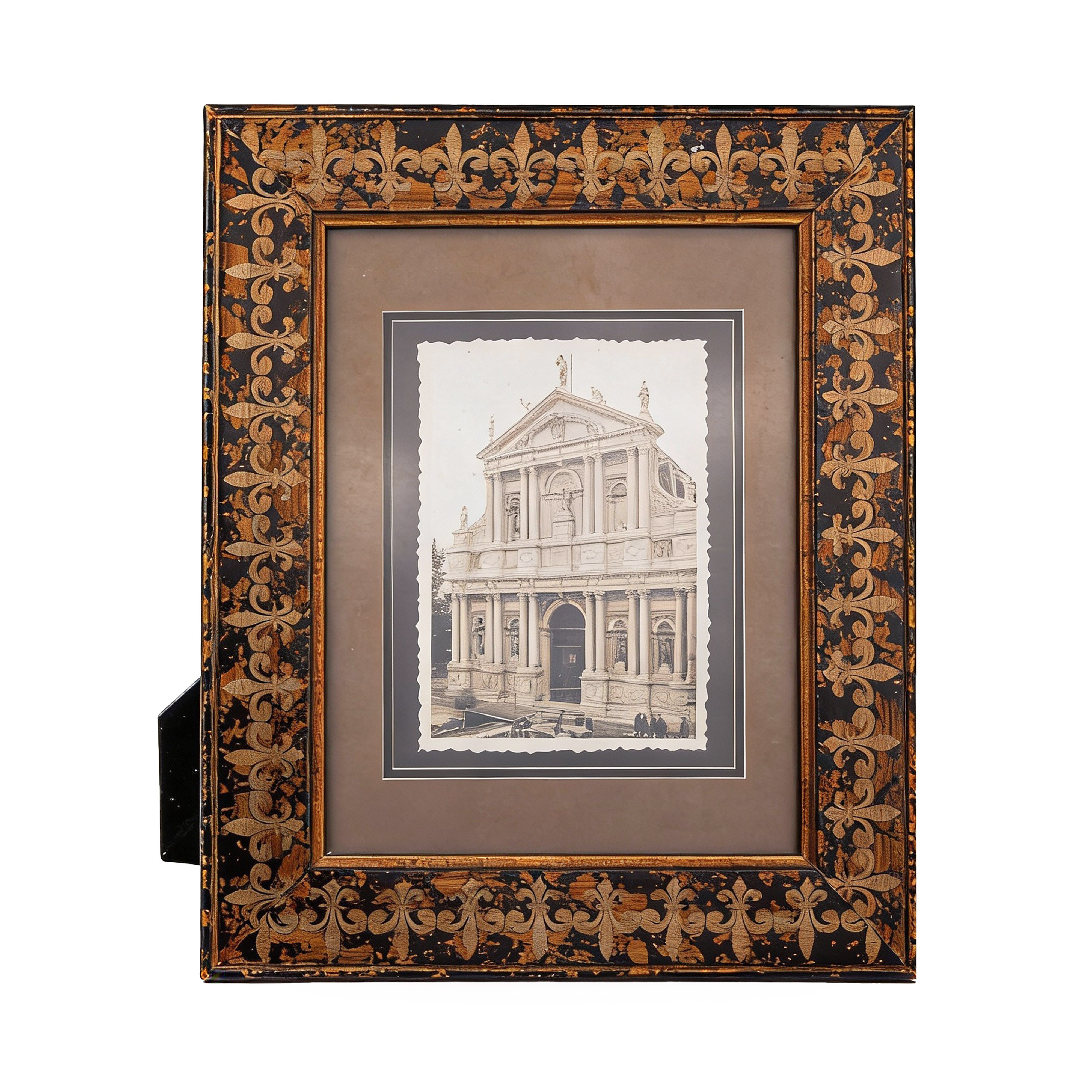 Idée Art Exclusive. Rectangular Shaped Picture Frame with Hand Carved Design. Large Size