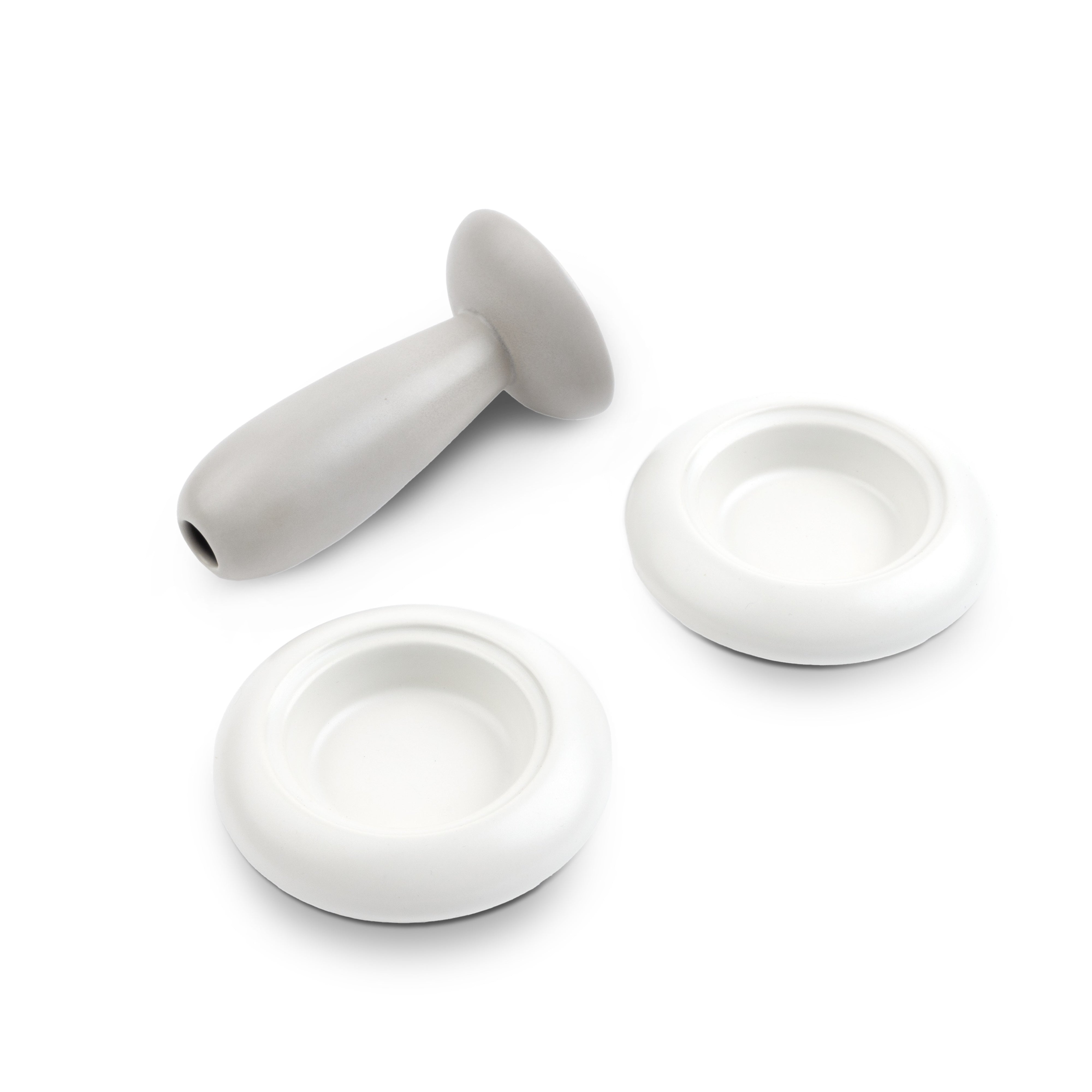 Idée Art Exclusive. Set of Grey Porcelain 2 Ashtrays with Lid. Medium Size