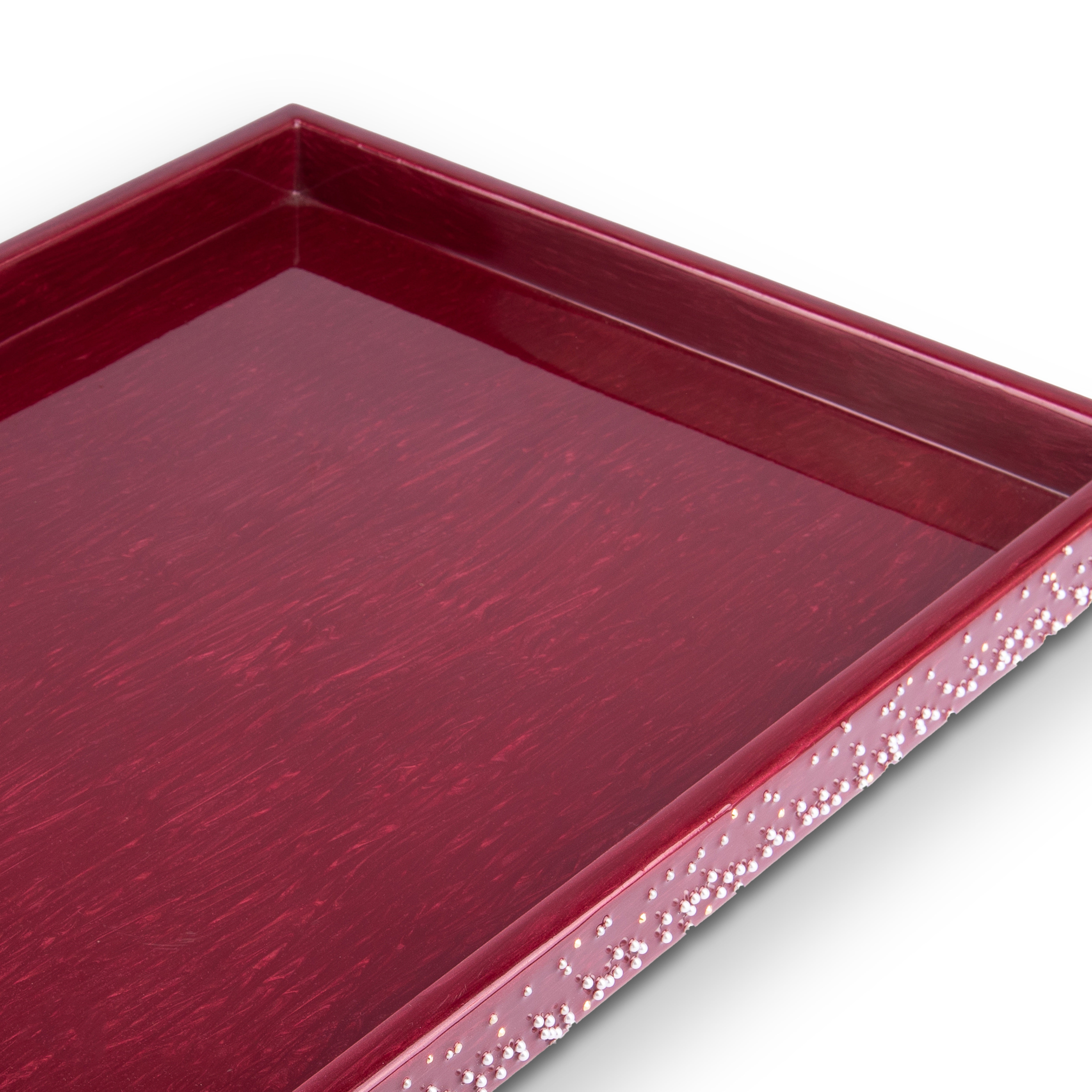 Mike + Ally. Caviar Serving Tray with Pearls in Burgundy