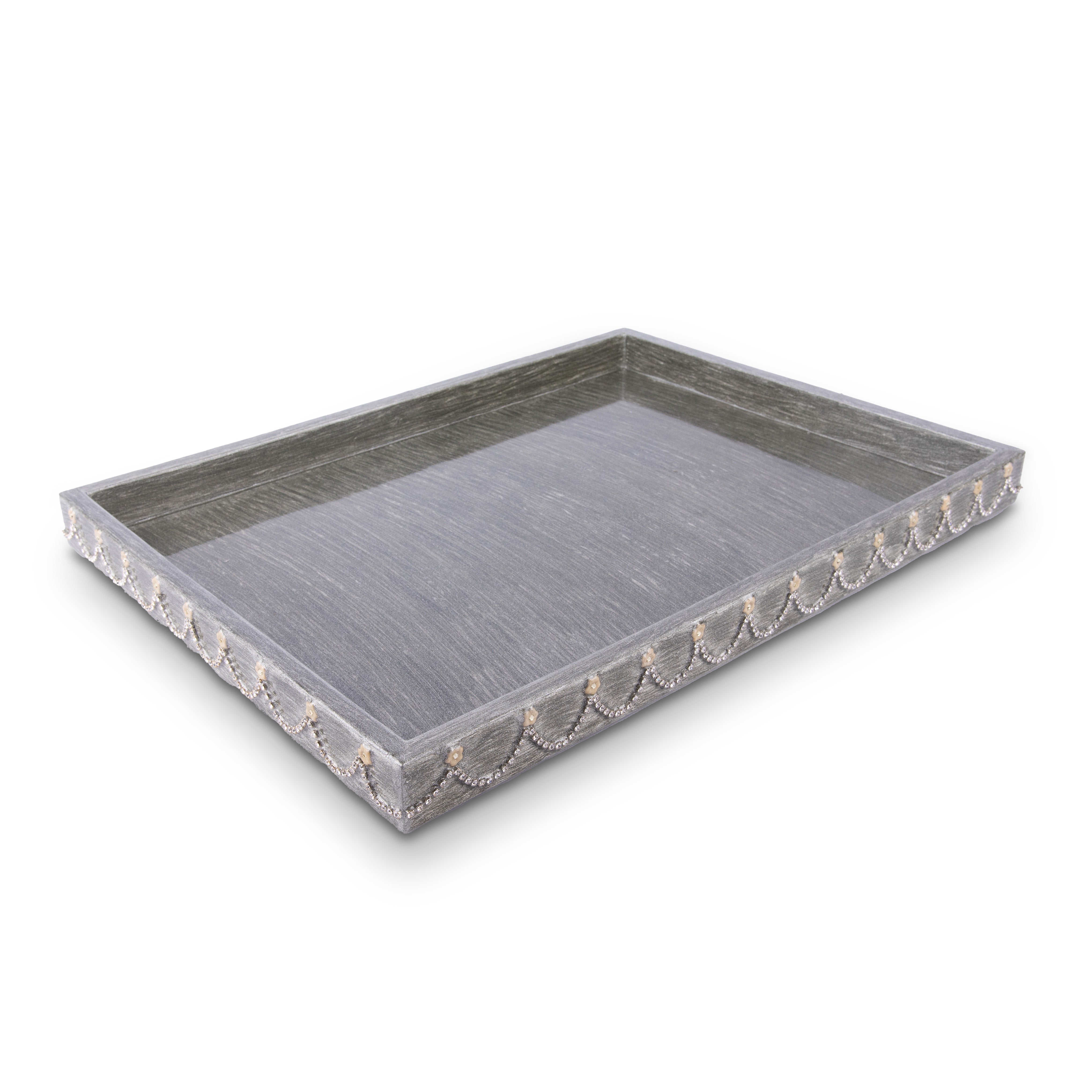 Mike + Ally. Grey Serving Tray with Austrian Crystals