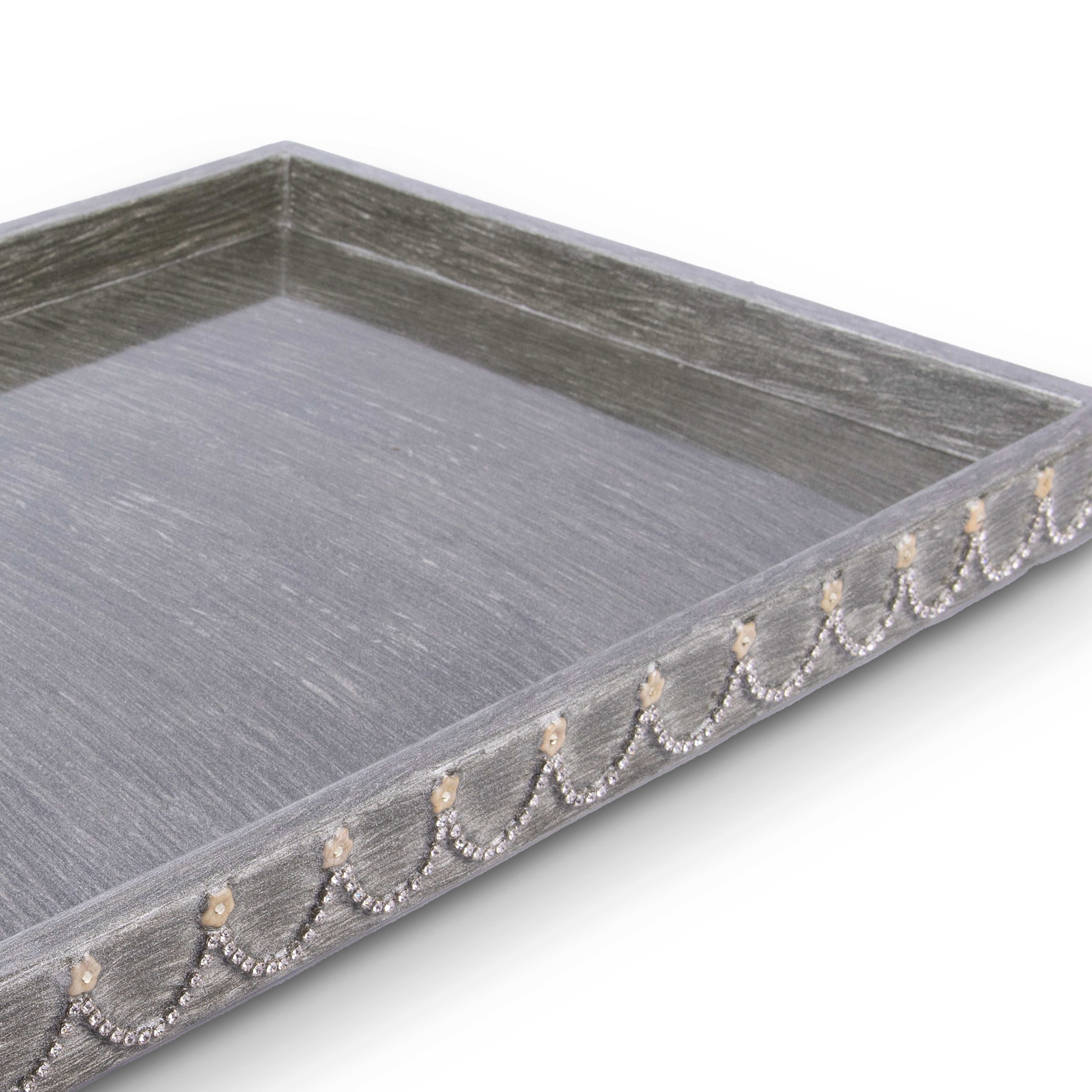 Mike + Ally. Grey Serving Tray with Austrian Crystals