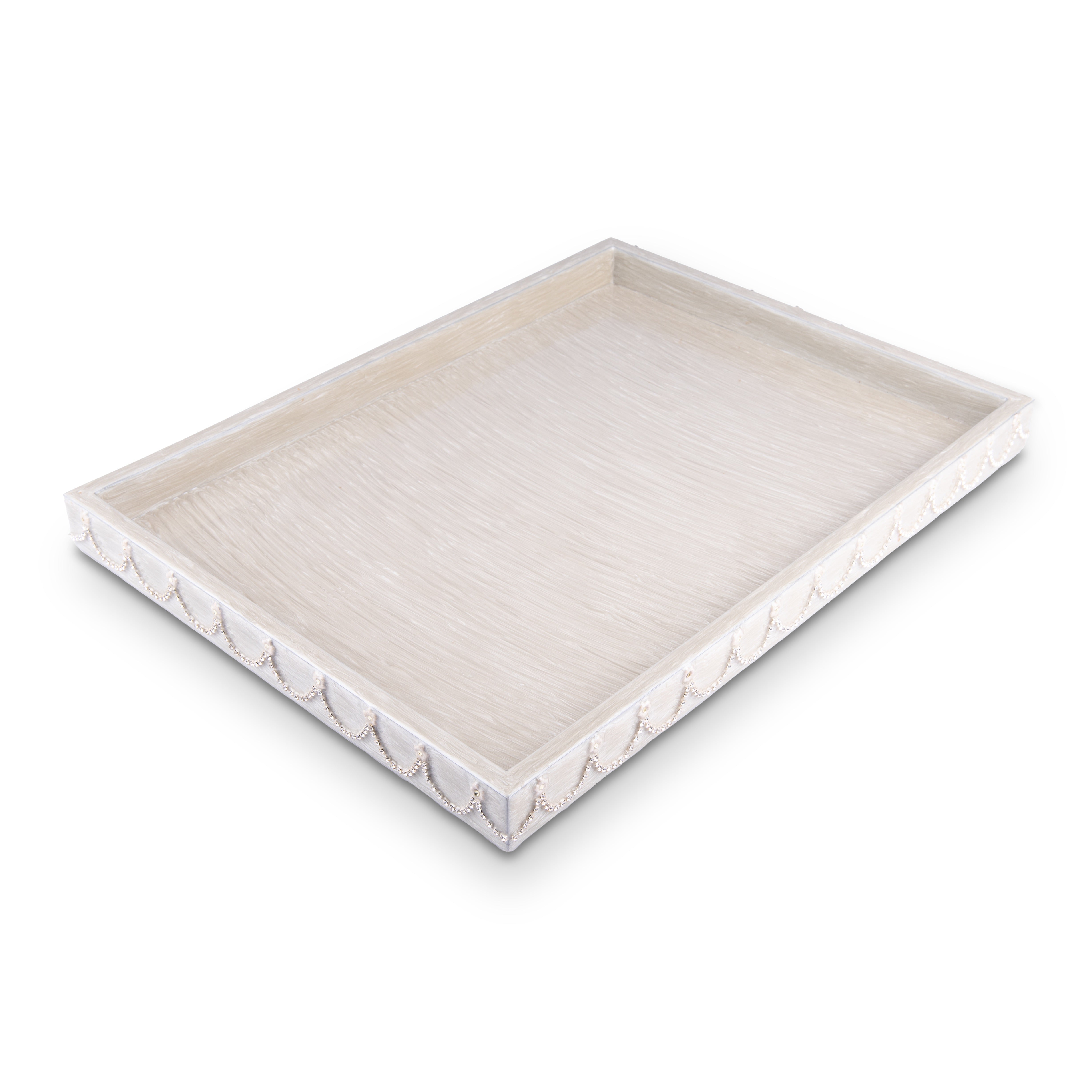 Mike + Ally.Silver Serving Tray Studded with Swarovski. Large Size