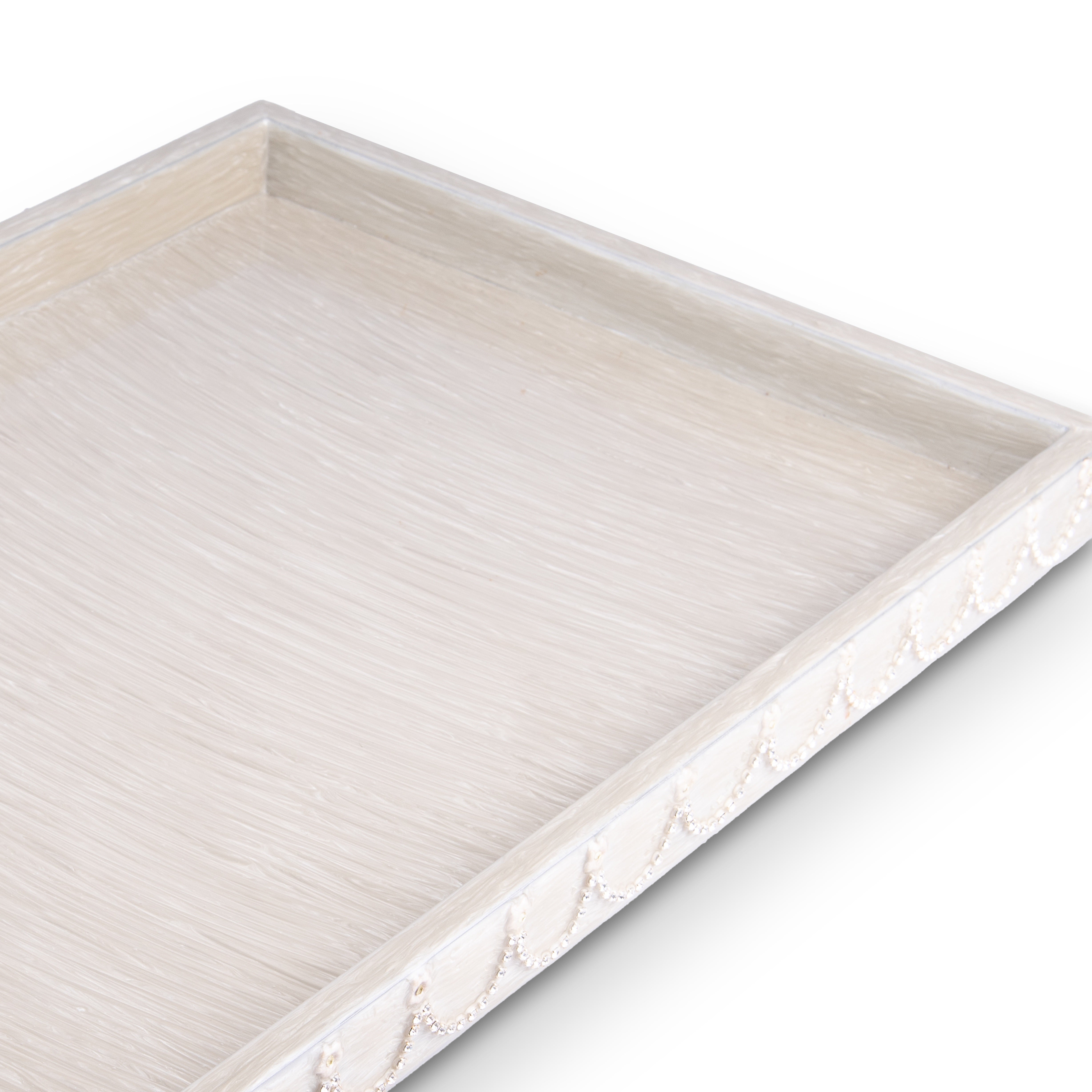 Mike + Ally.Silver Serving Tray Studded with Swarovski. Large Size