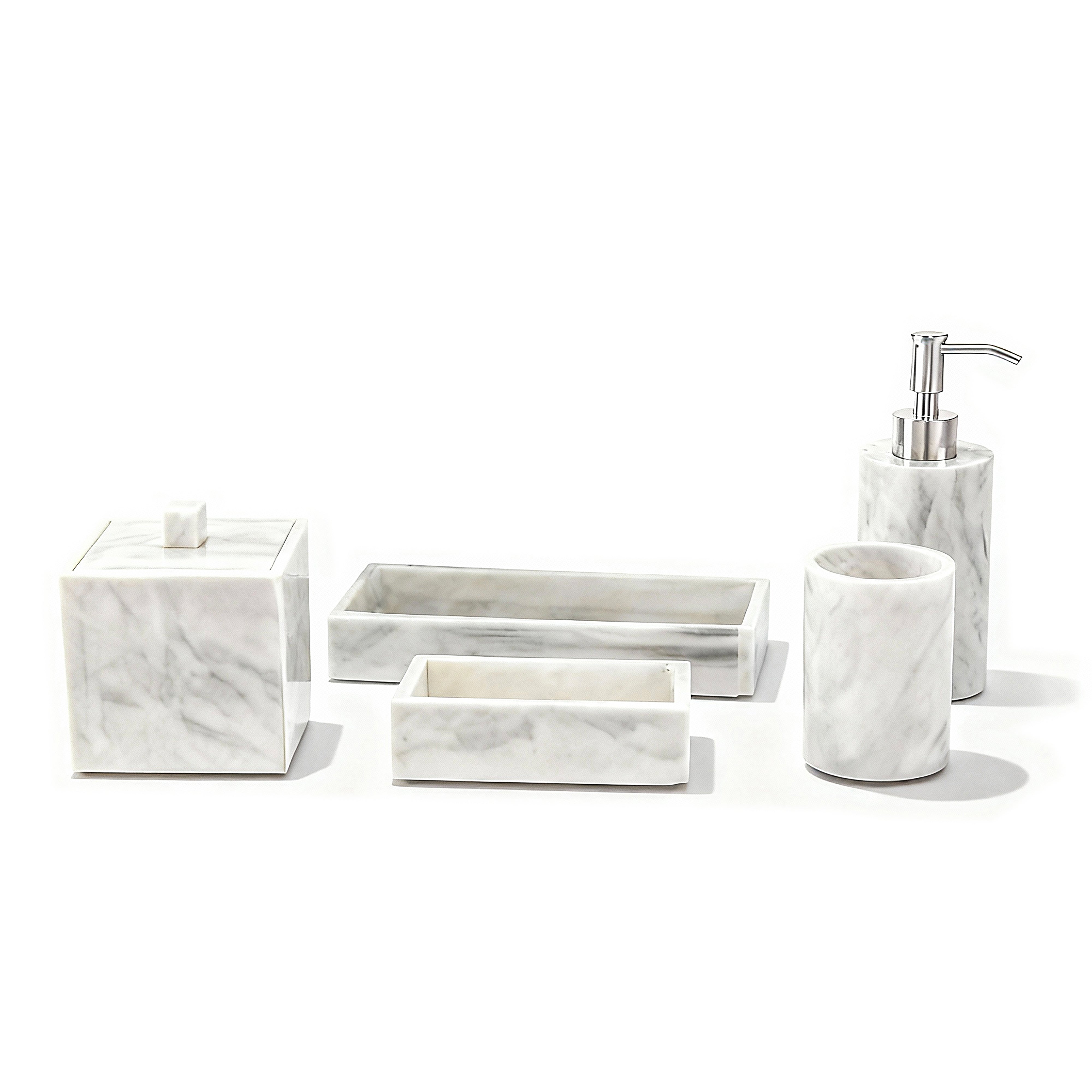 Mike + Ally. White Bathroom Accessories Set.