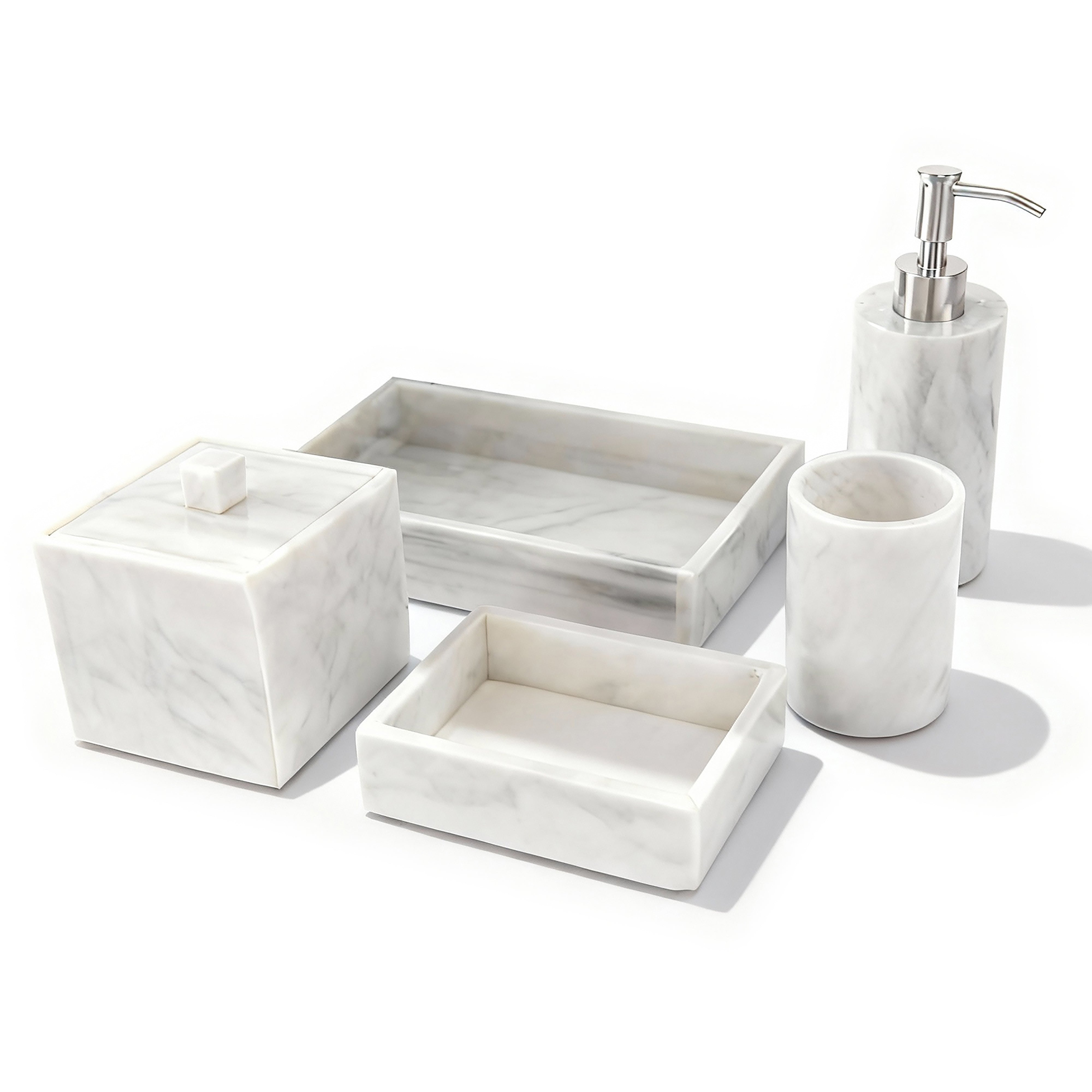 Mike + Ally. White Bathroom Accessories Set.