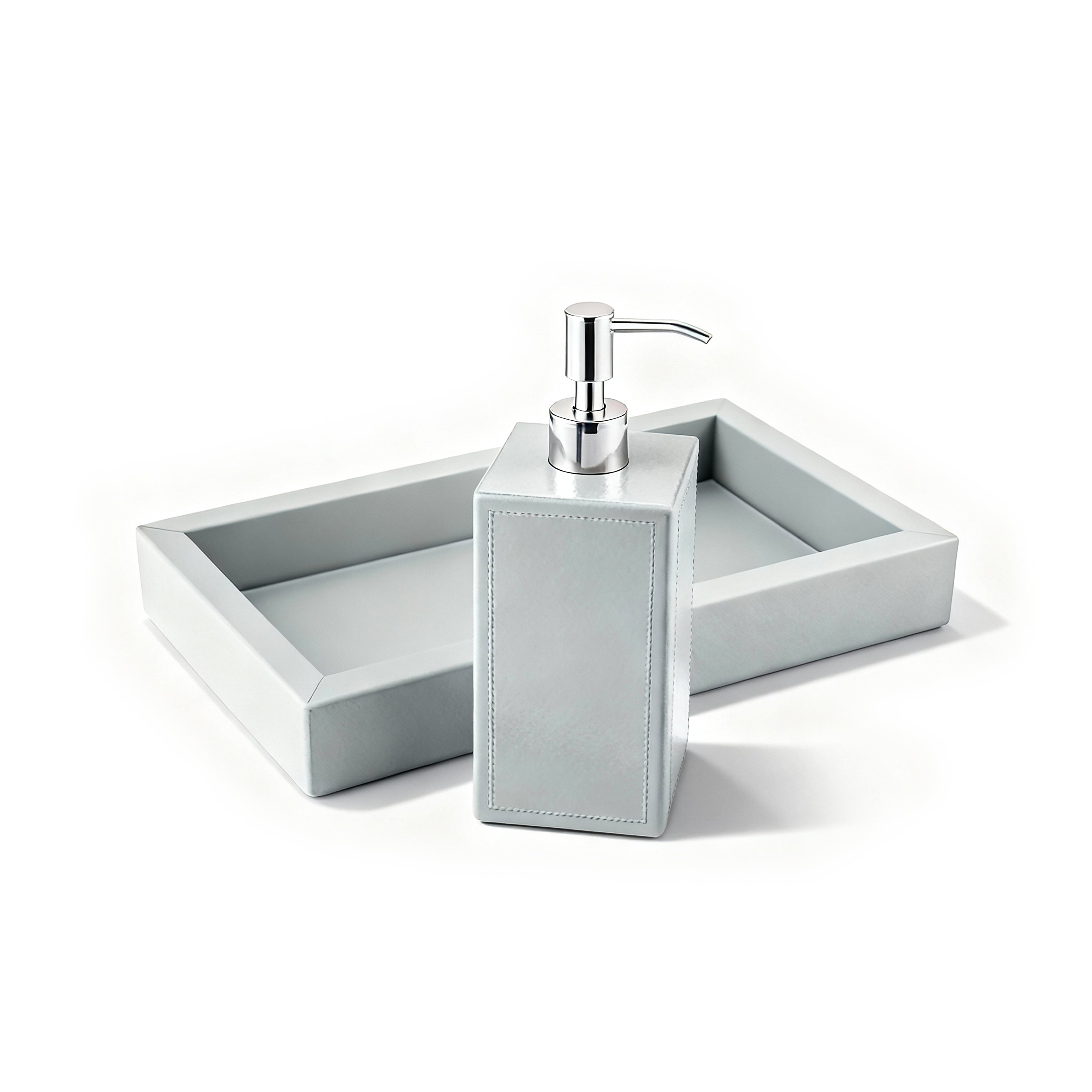 Mike + Ally. Leather Bathroom Accessories Set.