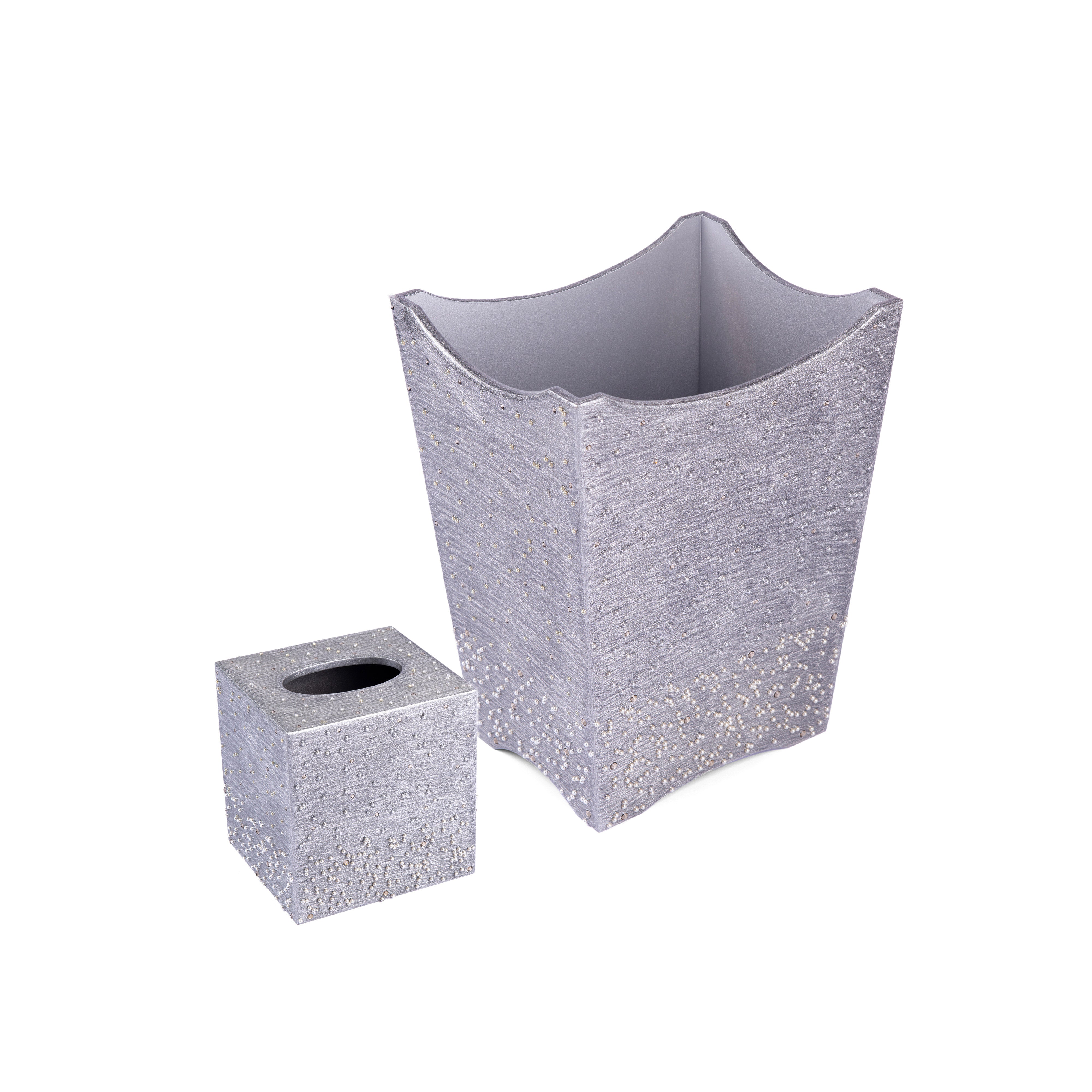 Mike + Ally. Caviar Set of Wastebasket & Tissue Box