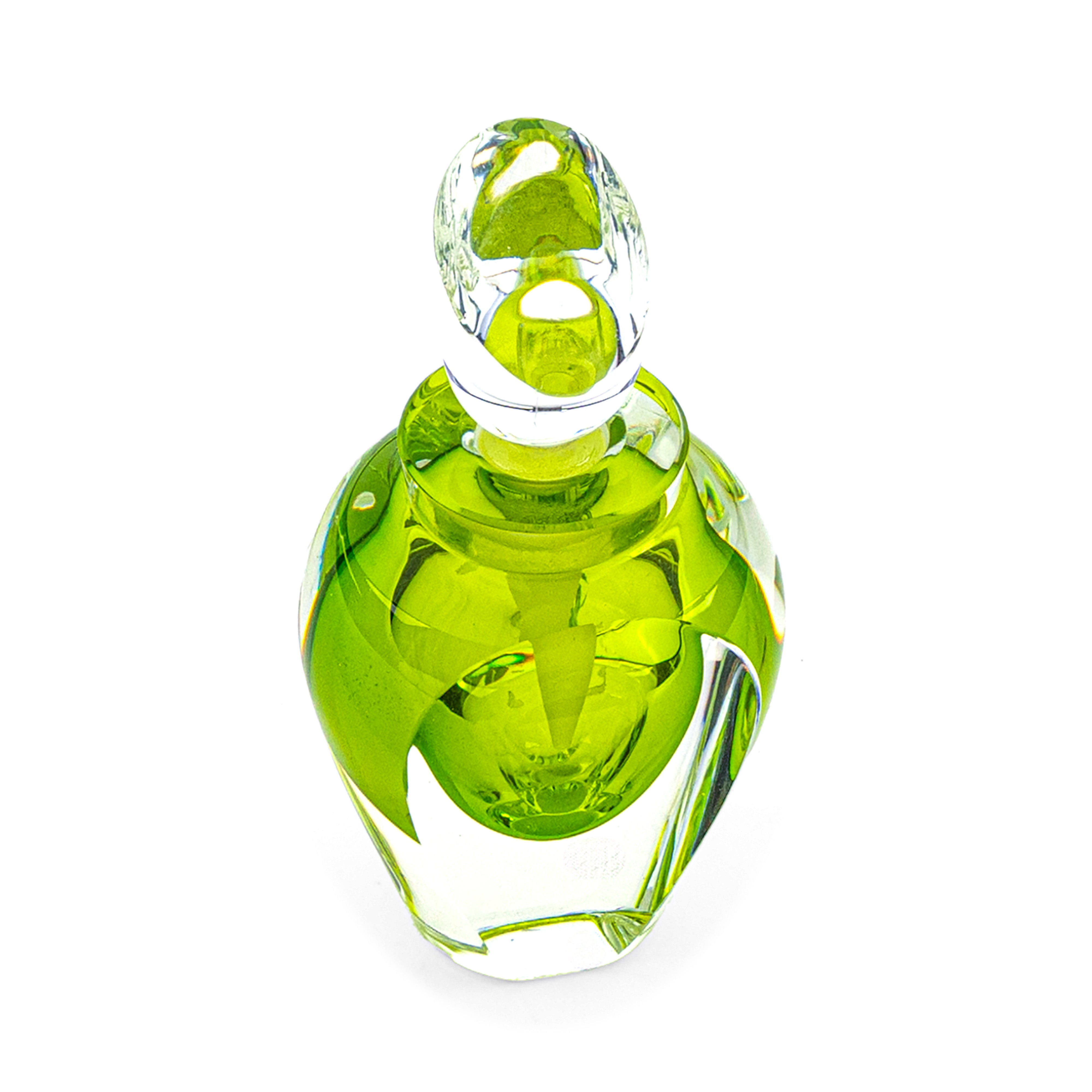 Correia Art Glass. Green Crystal Perfume Bottle. 30 ML