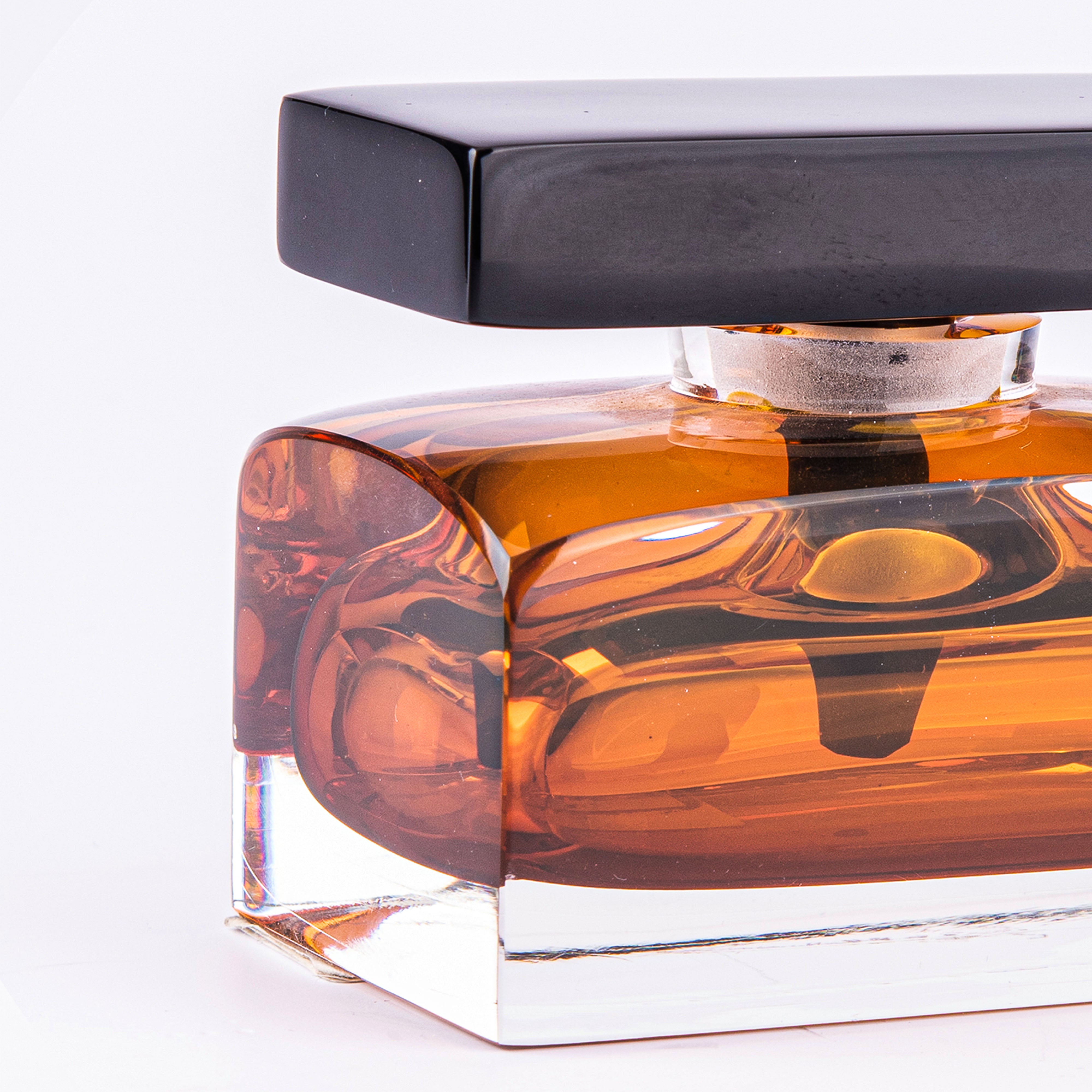 Correia Art Glass. Amber Crystal Perfume Bottle. 10 ML