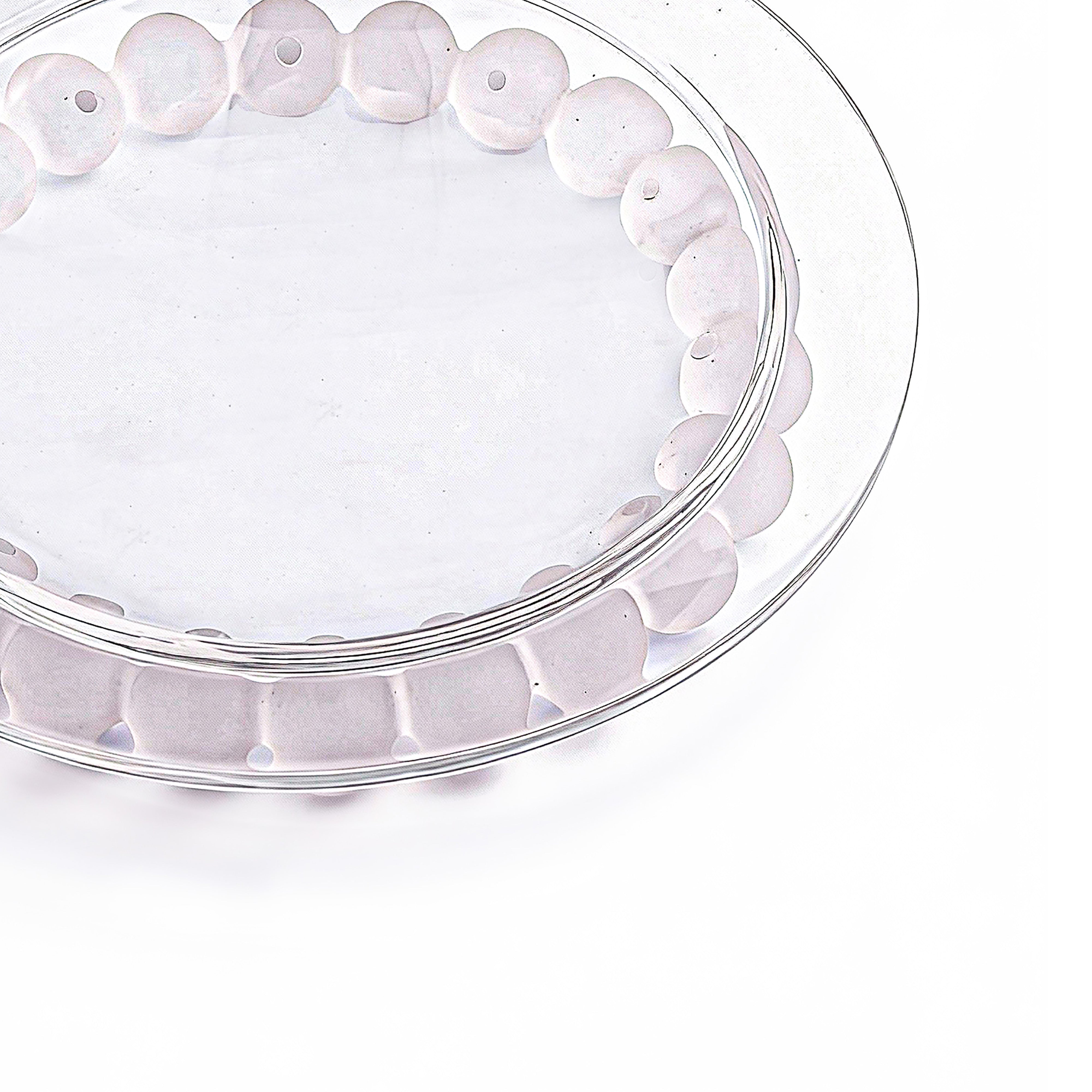 Mario Cioni. Transparent Crystal Decorative Plate with Frosted Pearls. Medium