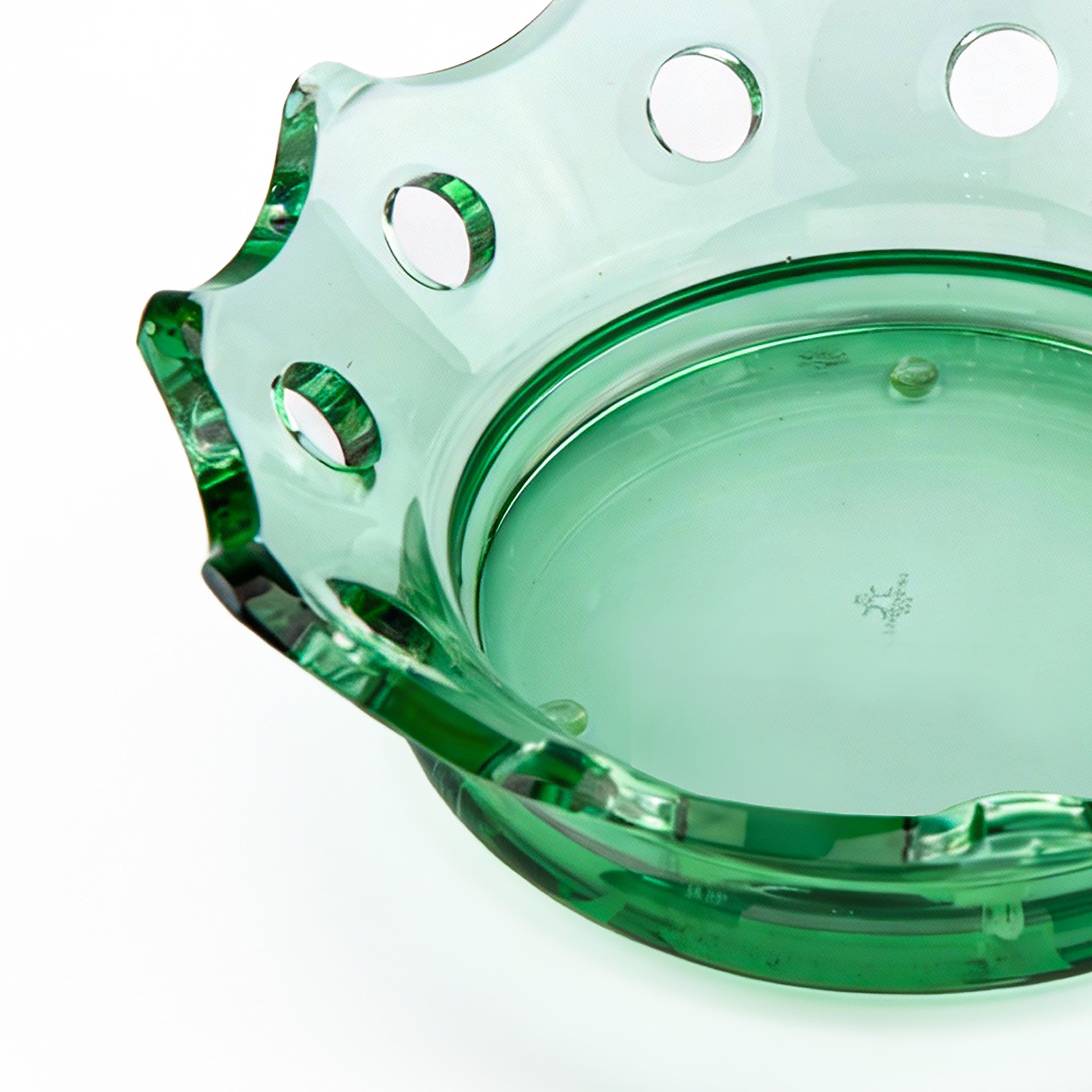 Mario Cioni. Green Crystal Decorative Plate. Medium Size