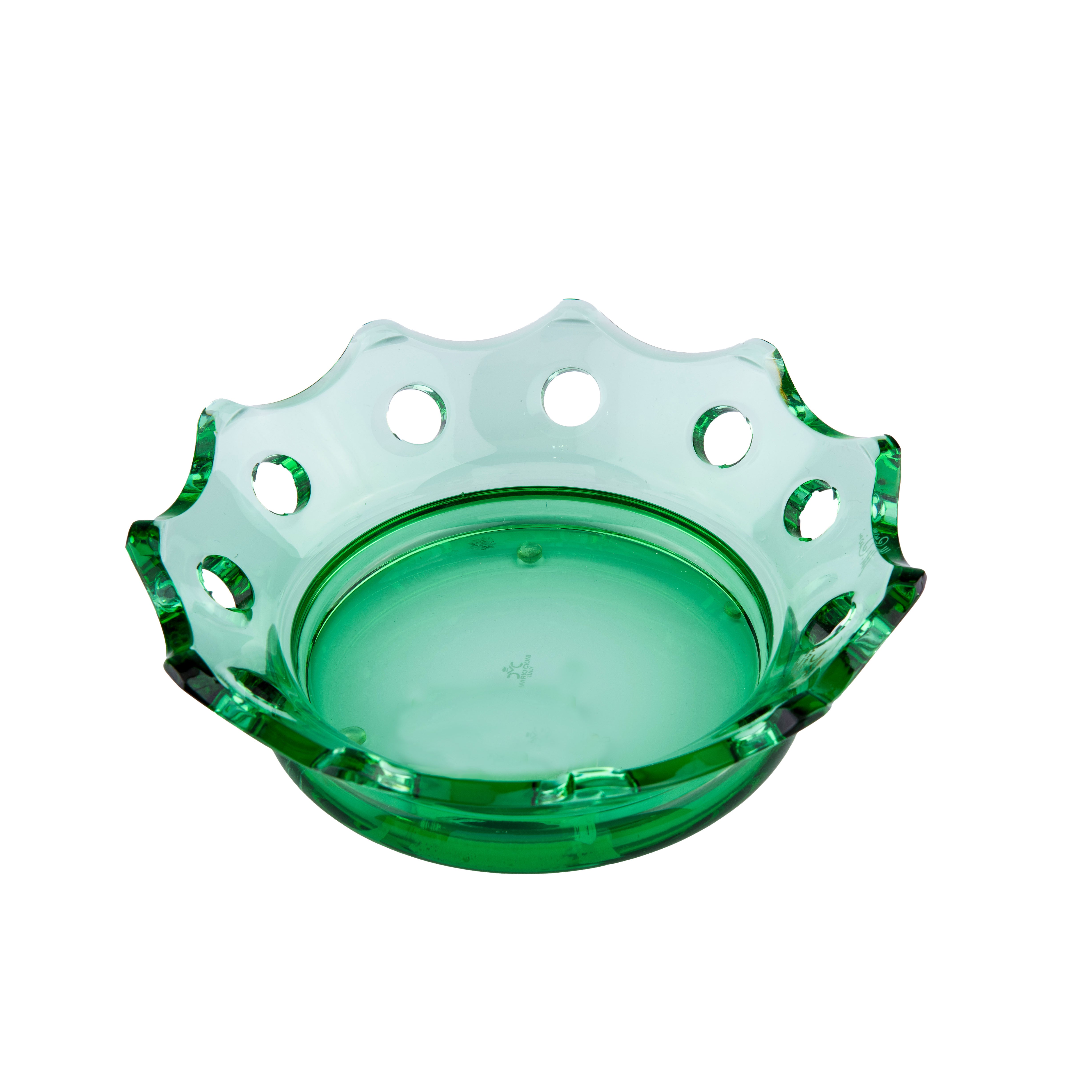 Mario Cioni. Green Crystal Decorative Plate. Medium Size