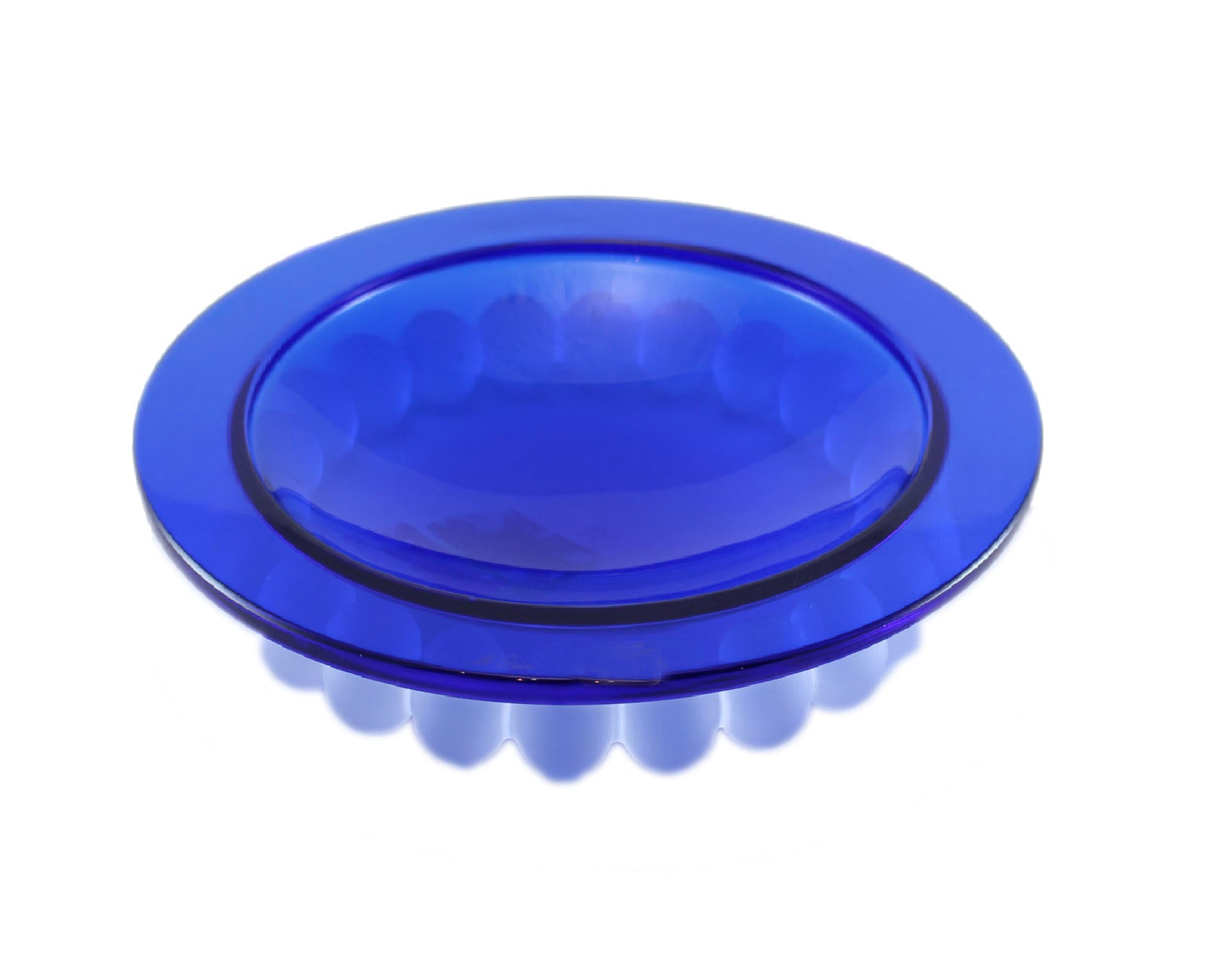 Mario Cioni. Blue Crystal Decorative Plate with Frosted Pearls. Medium Size