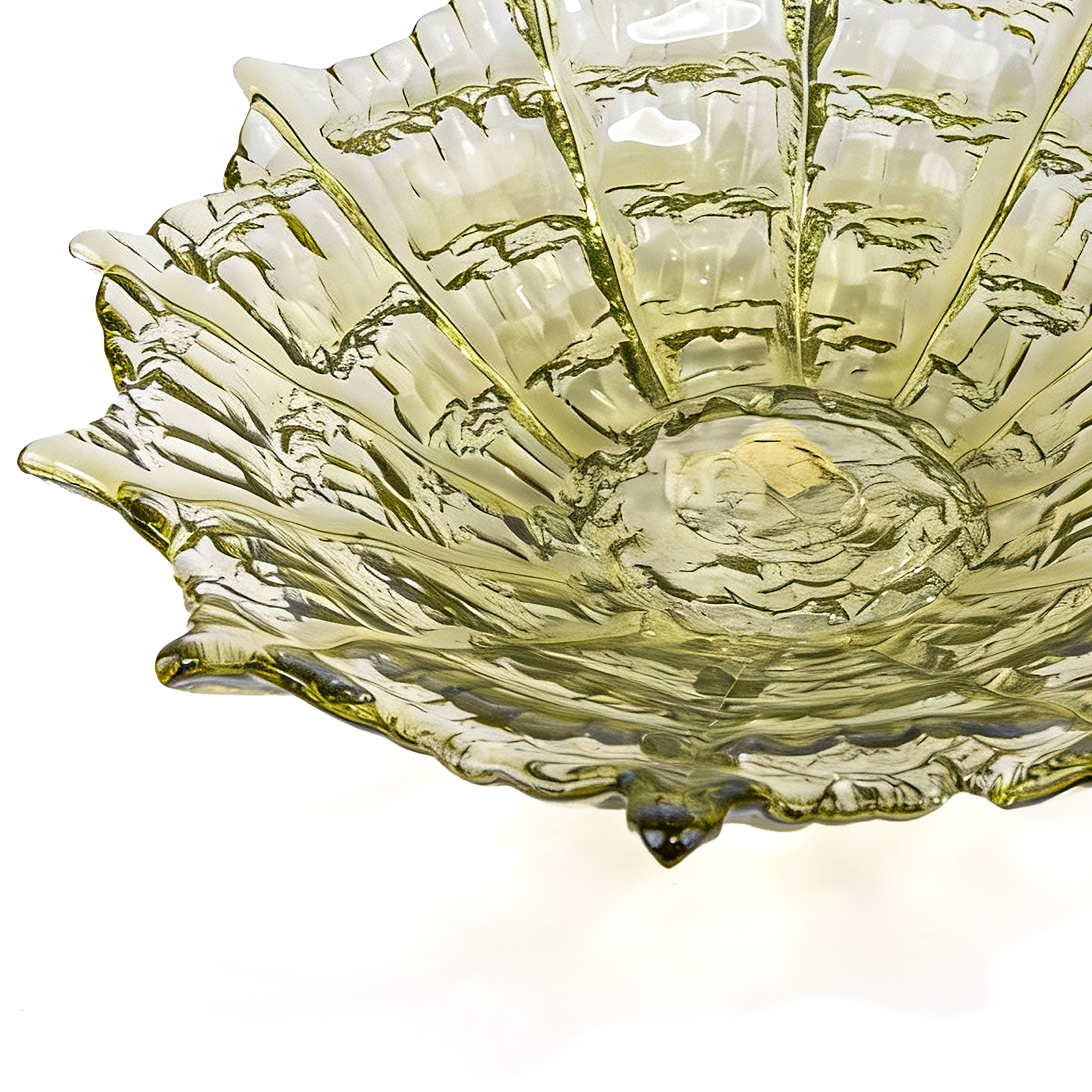 Hudson Beach Glass. Green Crystal Decorative Plate. Large Size