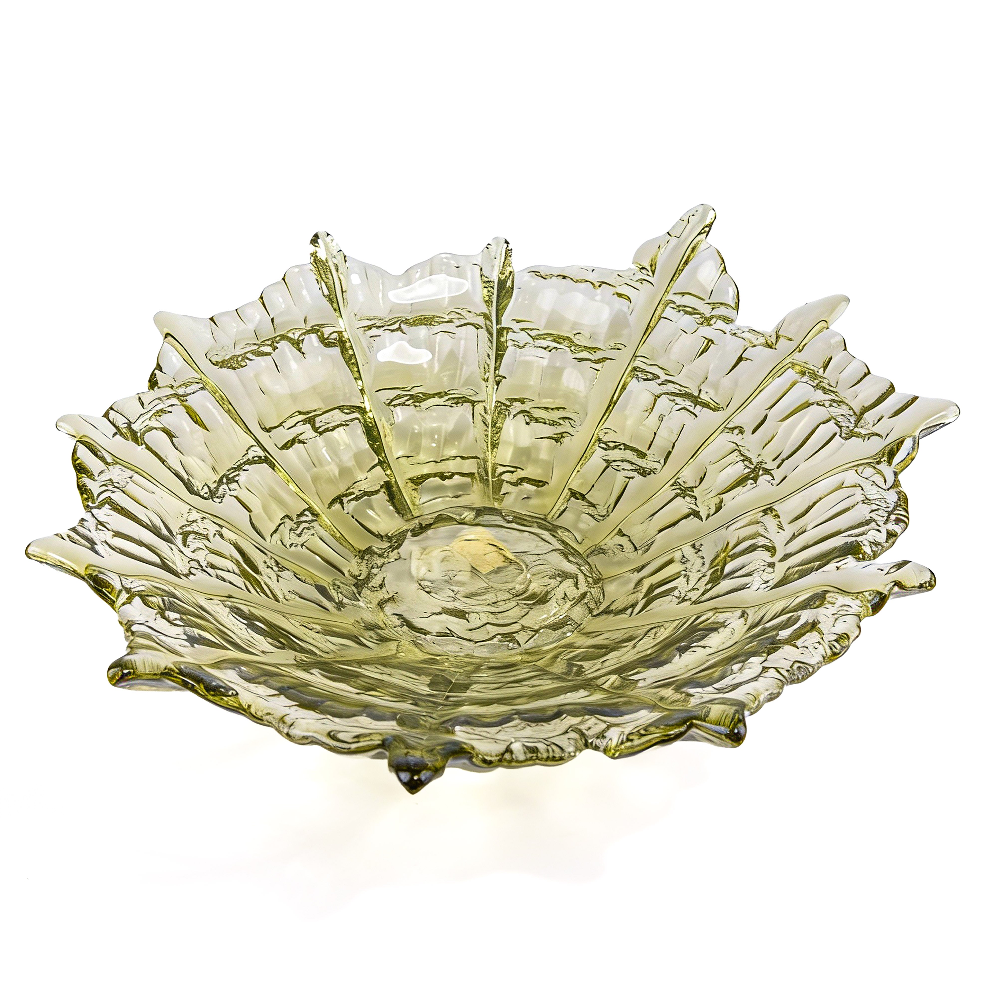 Hudson Beach Glass. Green Crystal Decorative Plate. Large Size