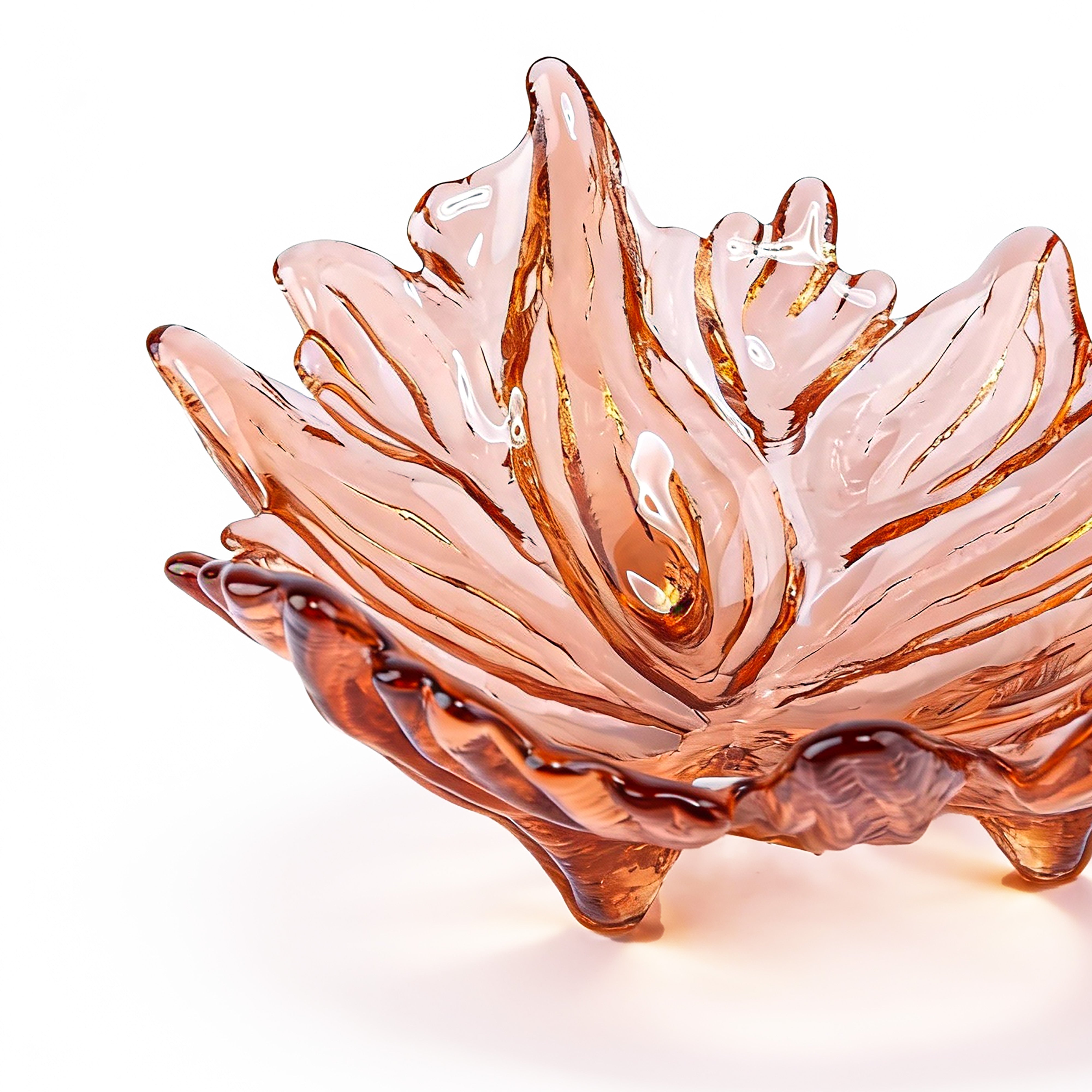 Hudson Beach Glass. Crystal Decorative Plate in Hibiscus Shape. Medium Size