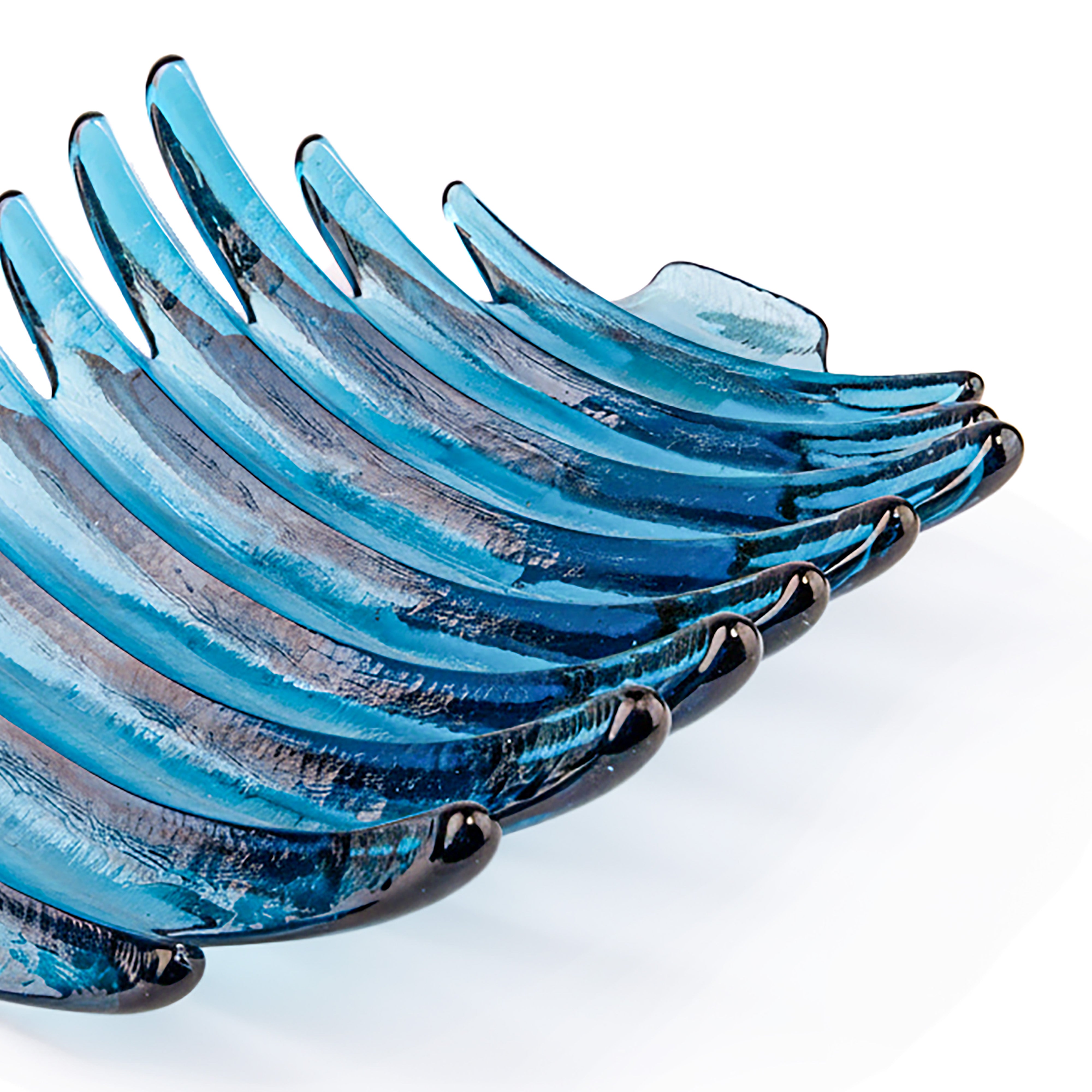 Hudson Beach Glass. Blue Crystal Decorative Plate. Large Size