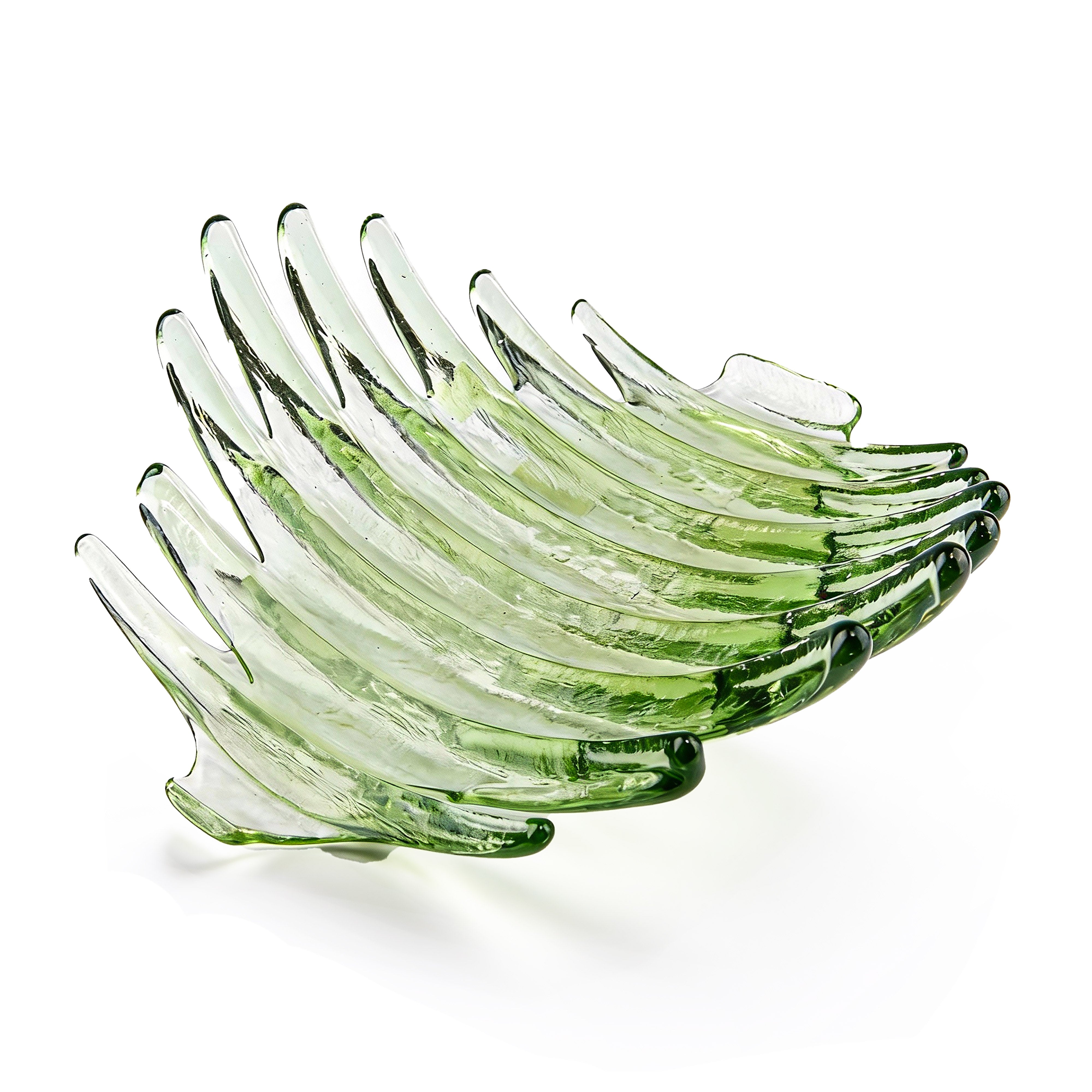 Hudson Beach Glass. Green Crystal Decorative Plate. Large Size