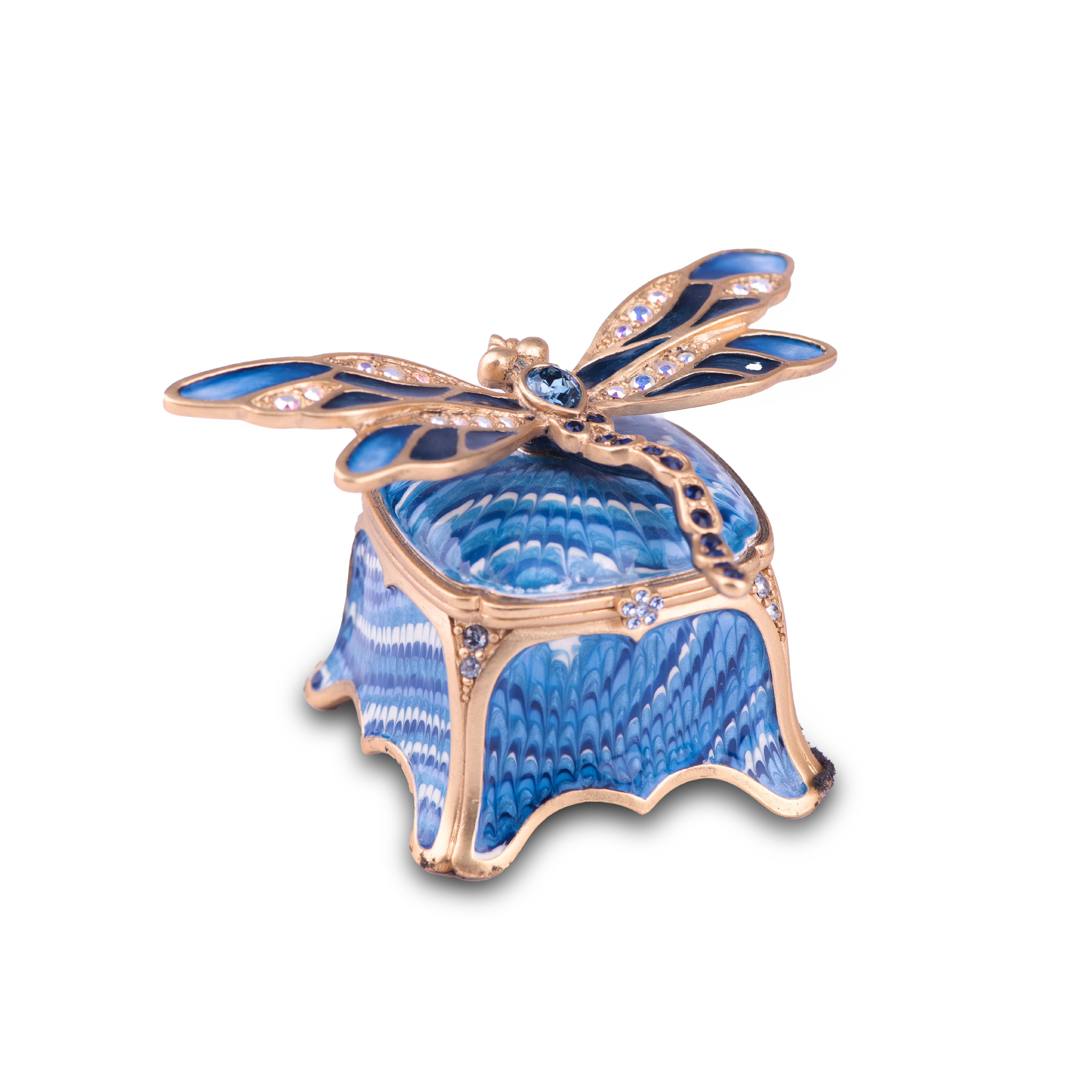 Jay Strongwater. Reese Dragonfly Box Delft Garden Studded with Swarovski