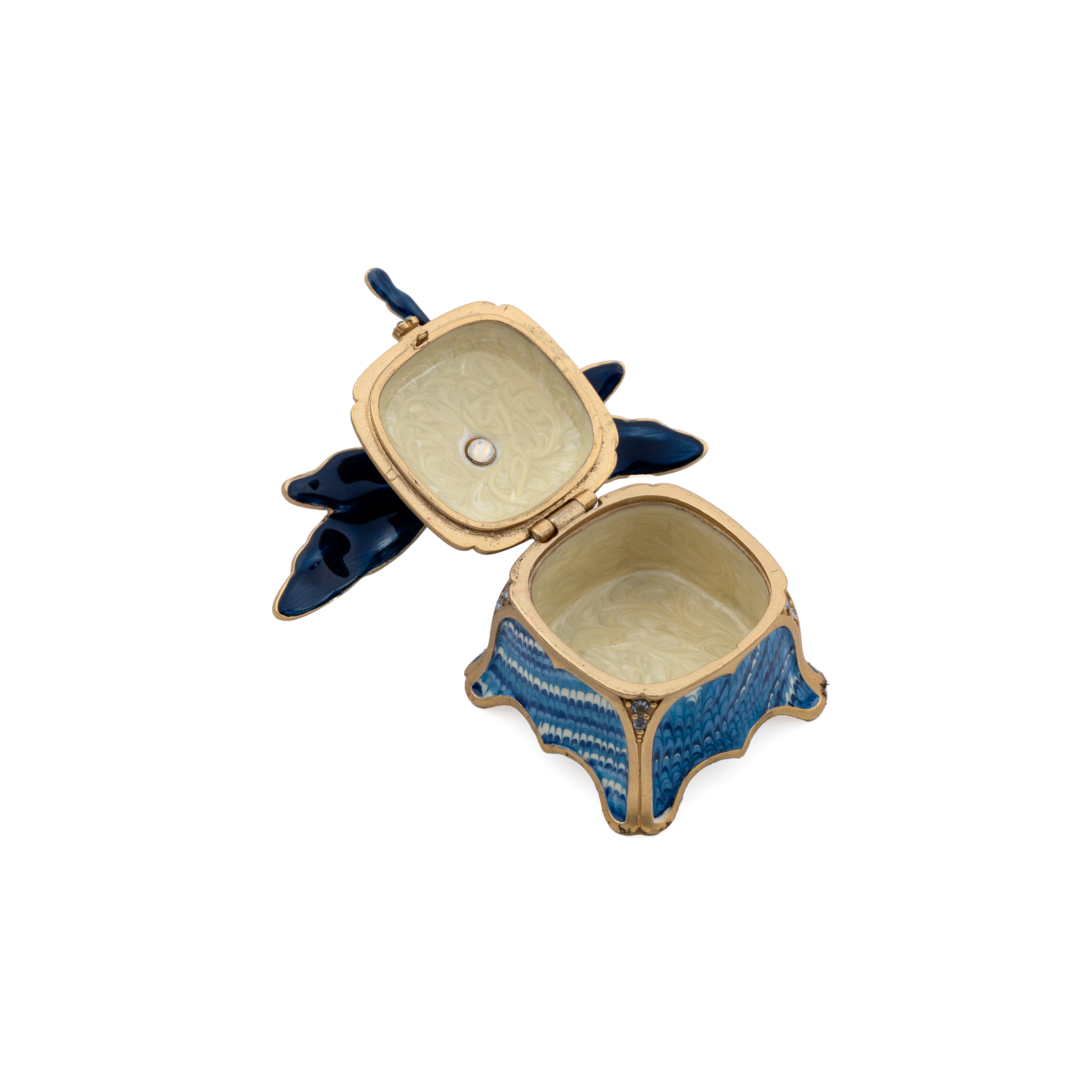 Jay Strongwater. Reese Dragonfly Box Delft Garden Studded with Swarovski