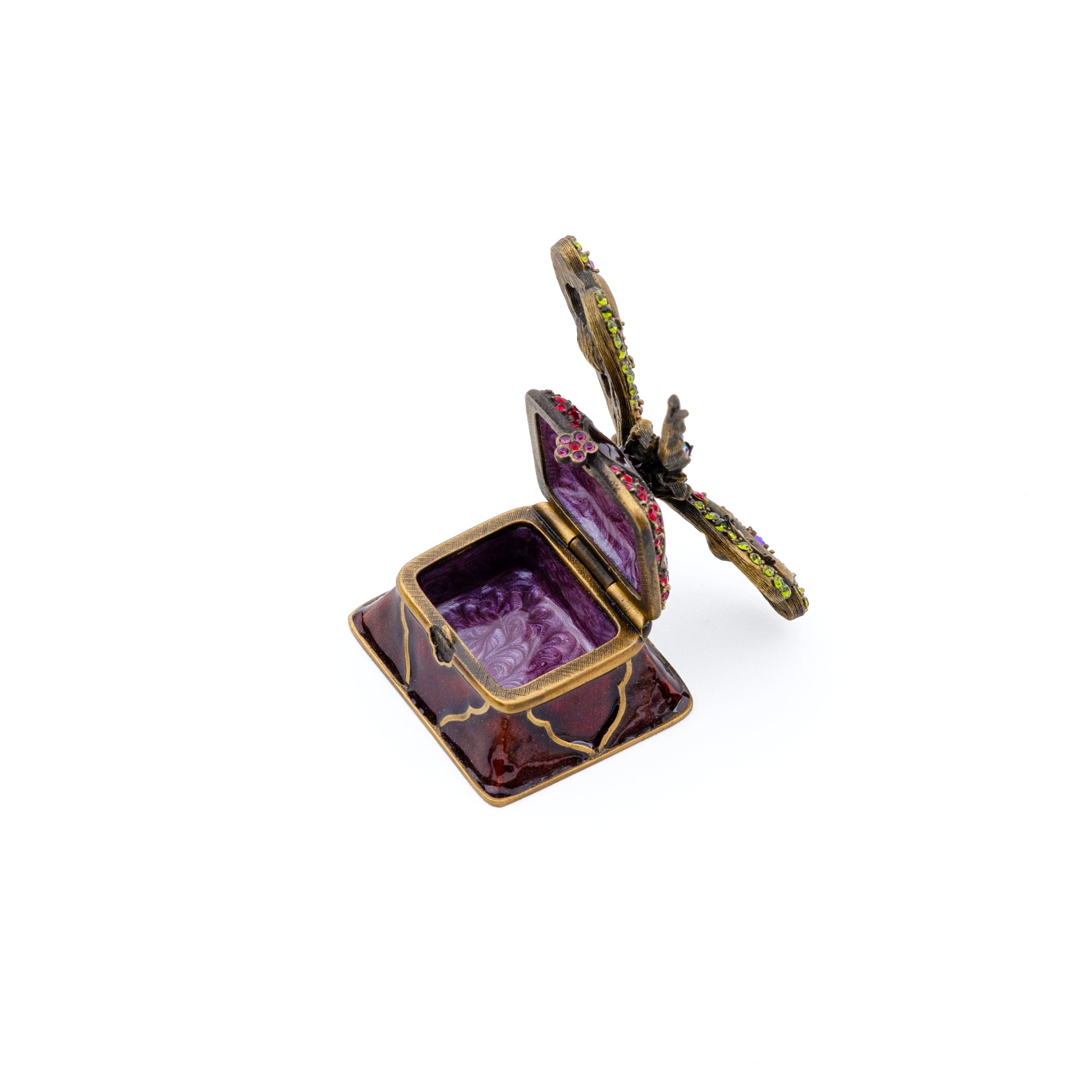 Jay Strongwater. Jewelled Box with a colourful Dragonfly Shape Gilded & Studded with Swarovski