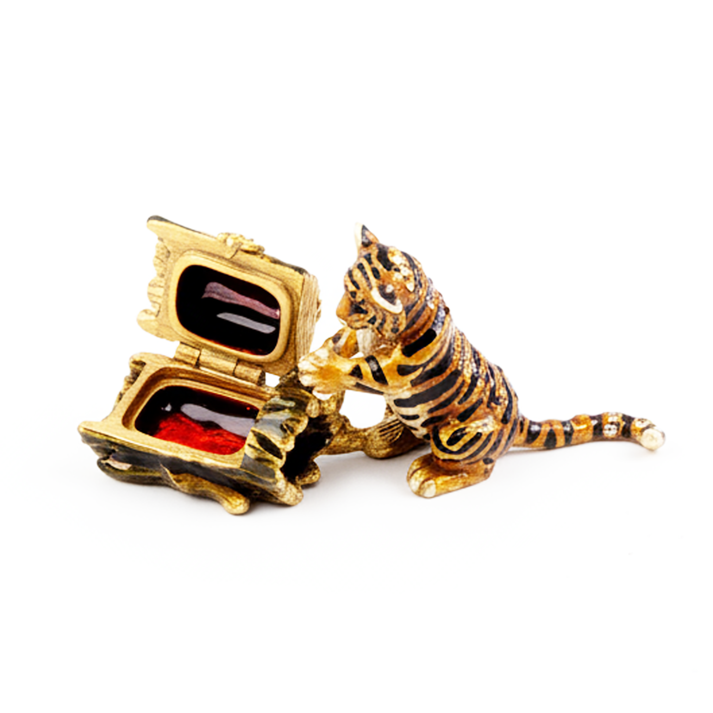 Jay Strongwater. Tiger Souvenir Box Studded with Swarovski