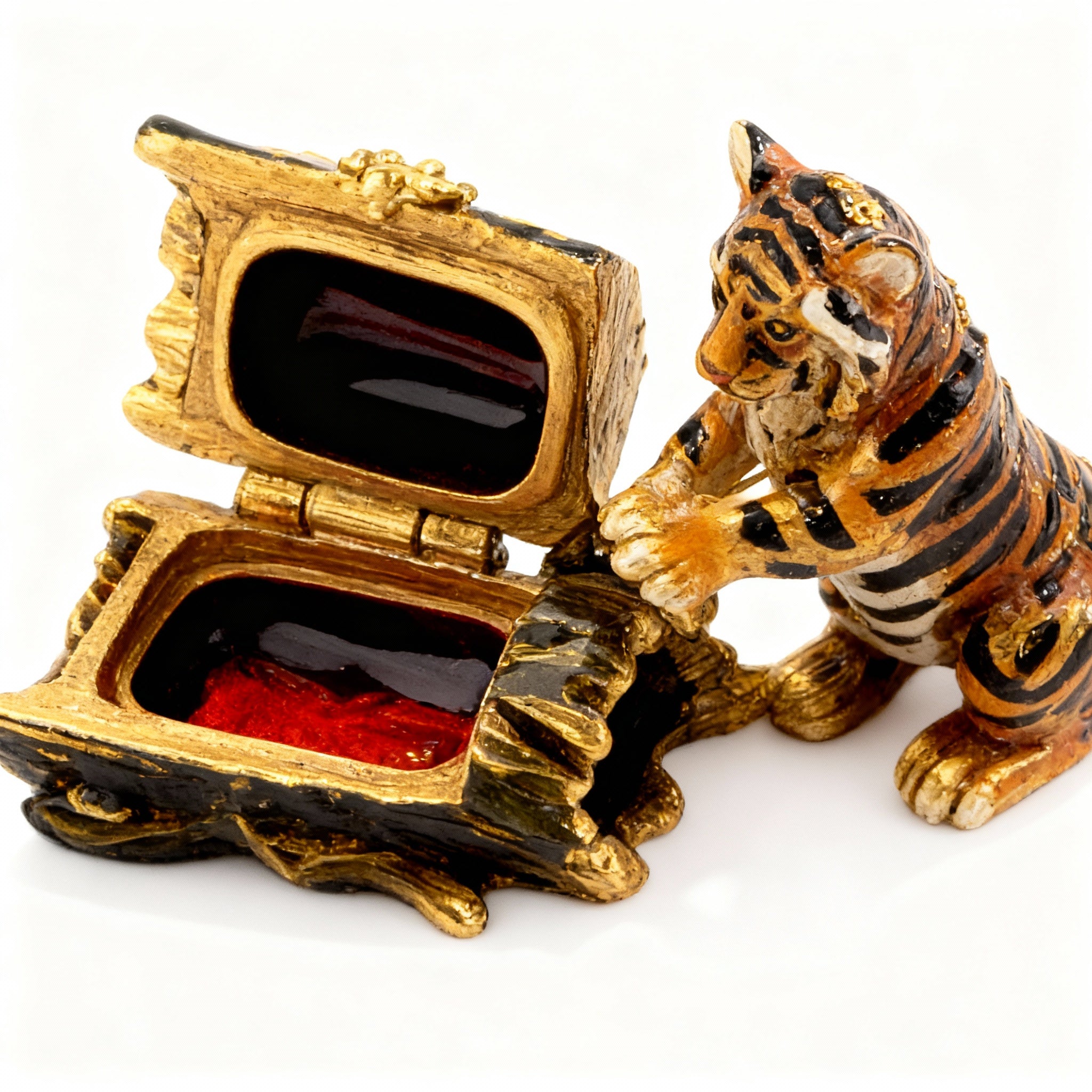 Jay Strongwater. Tiger Souvenir Box Studded with Swarovski