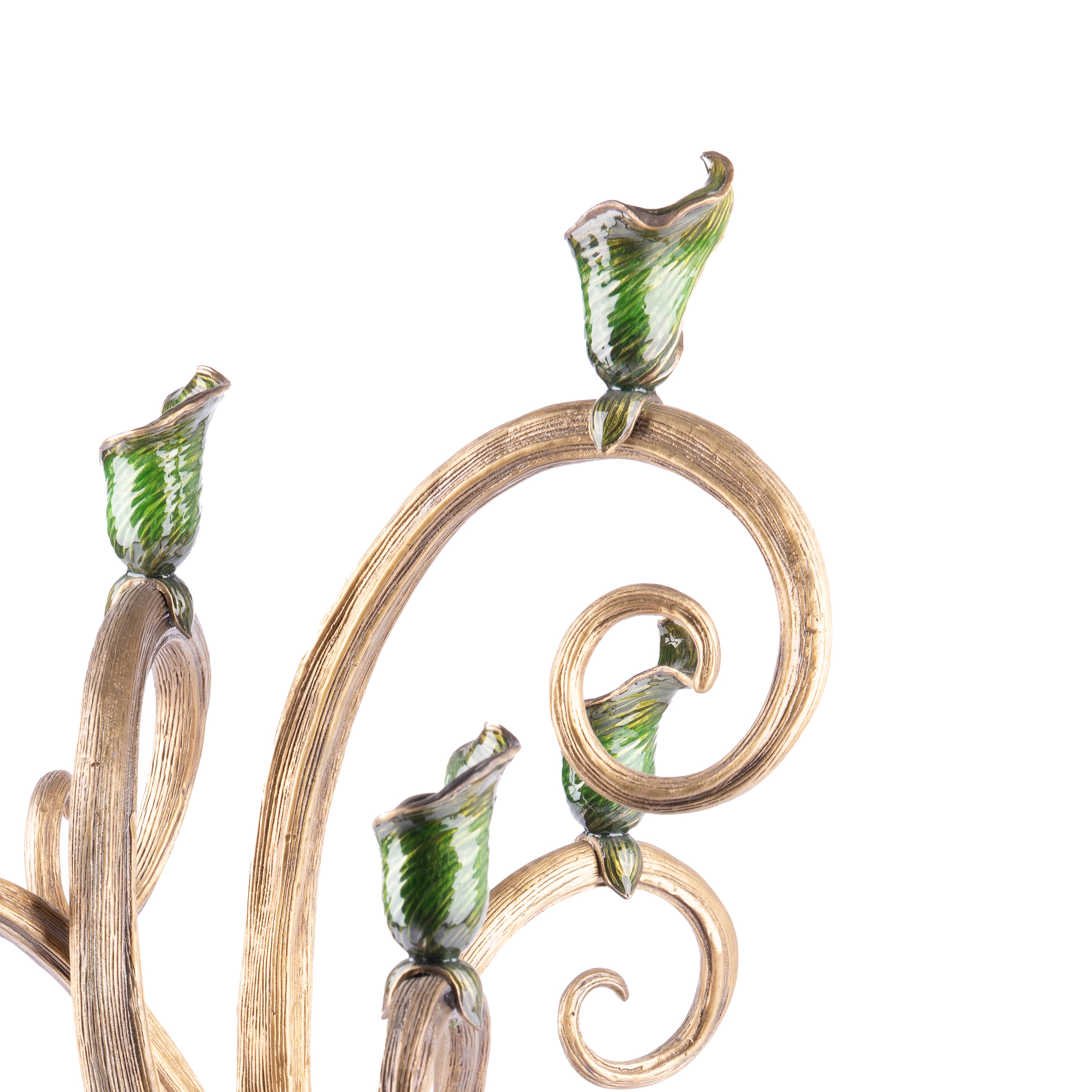 Jay Strongwater. Gilded Roselyn Orchid Candlestick – Studded with Swarovski