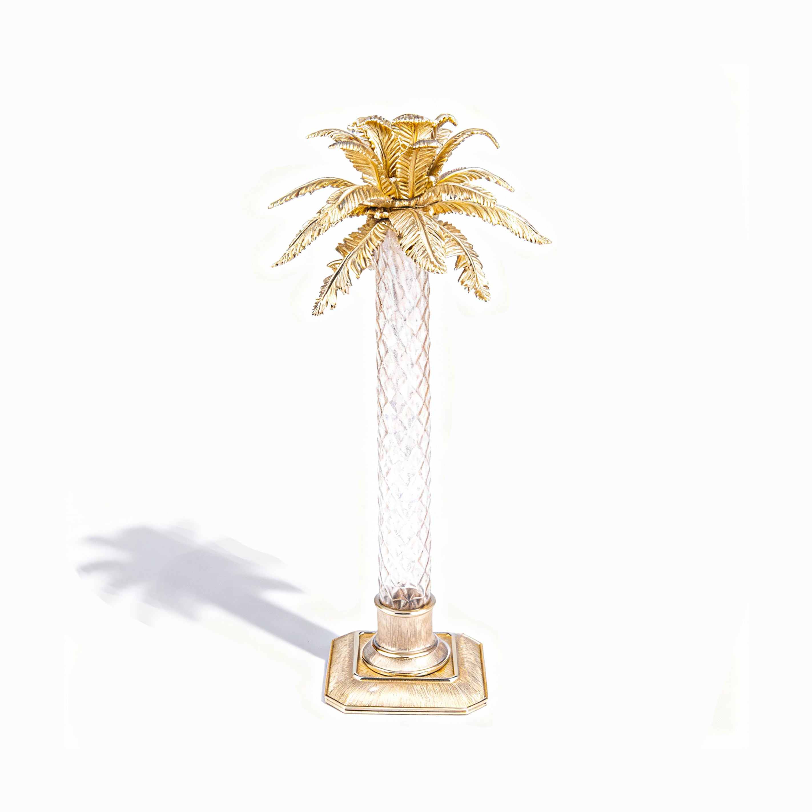Jay Strongwater. Palm Leaf Gilded Candlestick