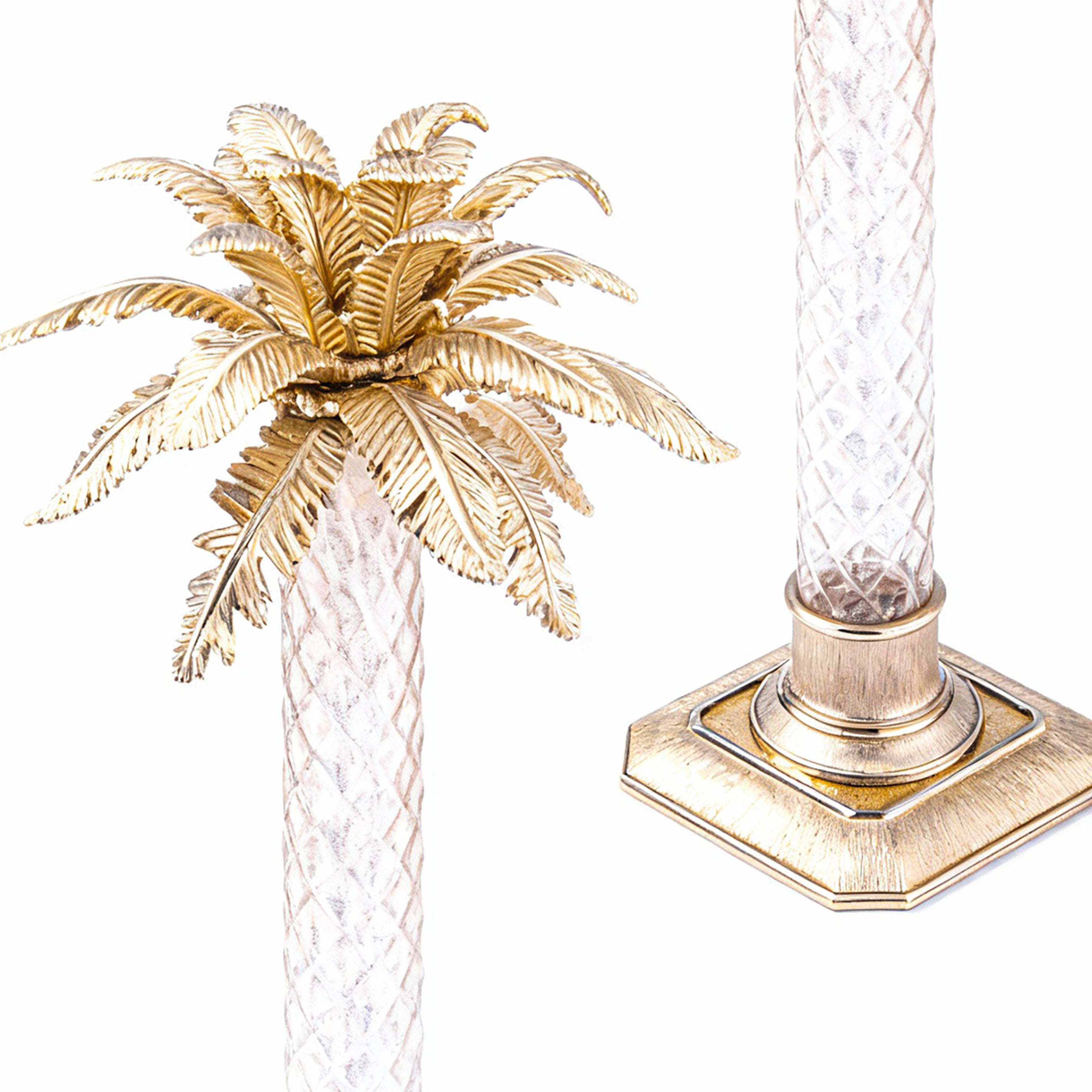 Jay Strongwater. Palm Leaf Gilded Candlestick