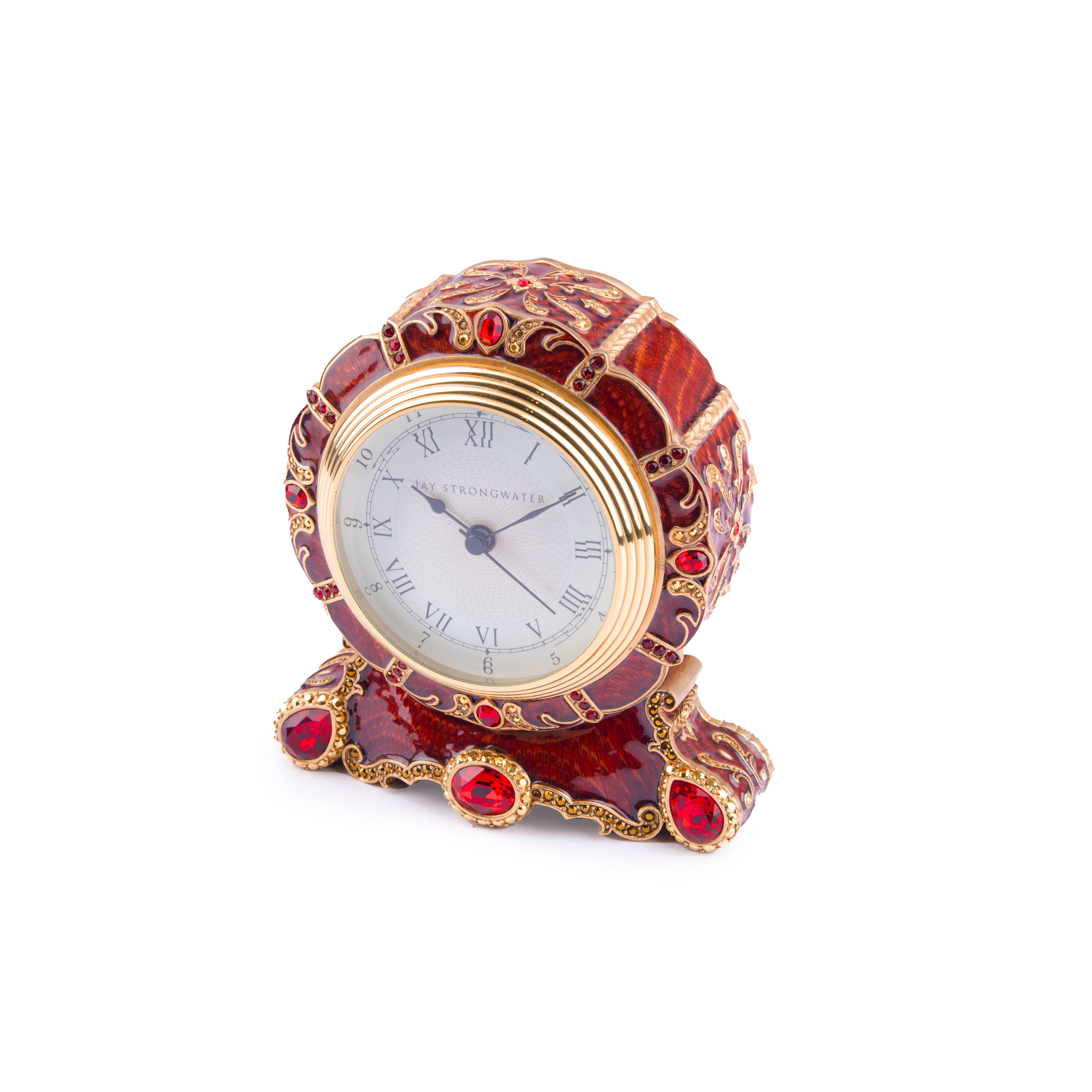 Jay Strongwater. Burgundy Clock Studded With Swarovski