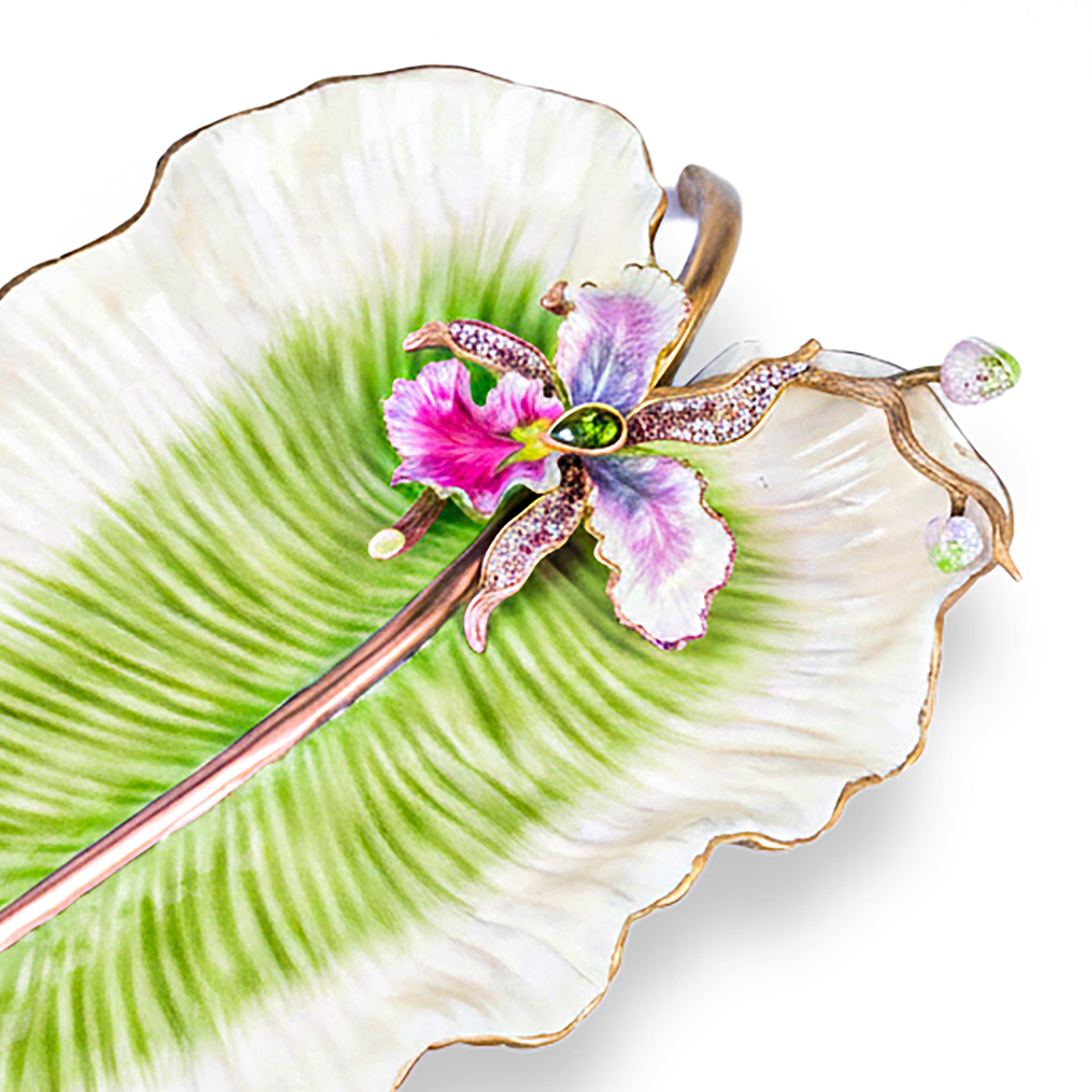 Jay Strongwater. Brock Leaf & Orchid Platter Studded with Swarovski