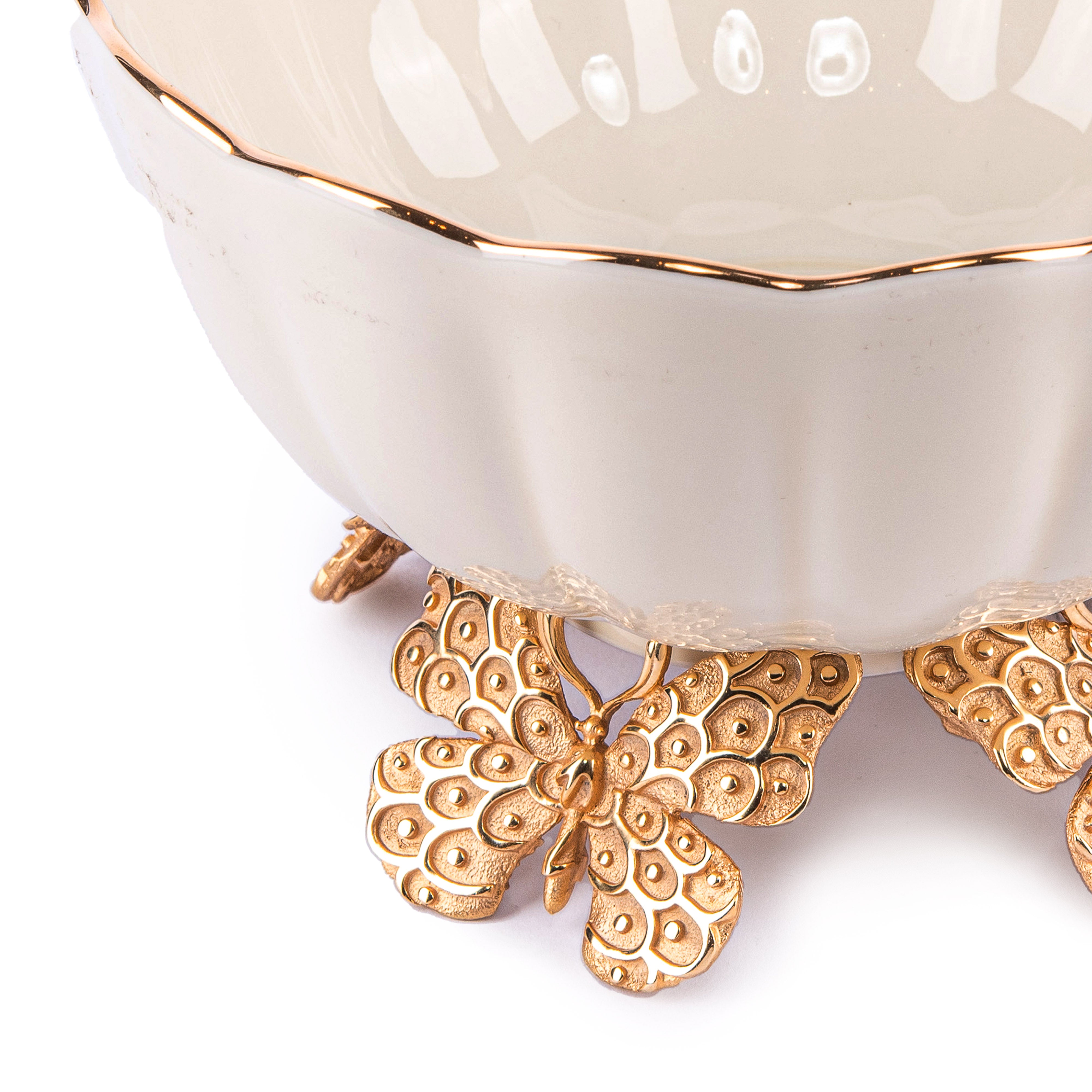 Jay Strongwater. Gilded Fluted Butterfly Bowl