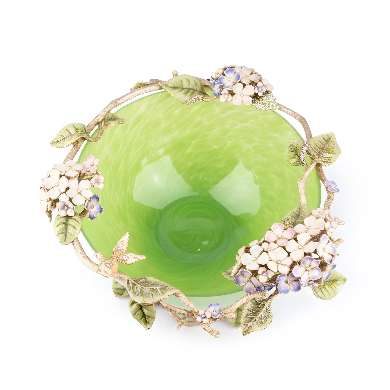 Jay Strongwater. Sophie Hydrangea Gilded Bowl  Studded with Swarovski