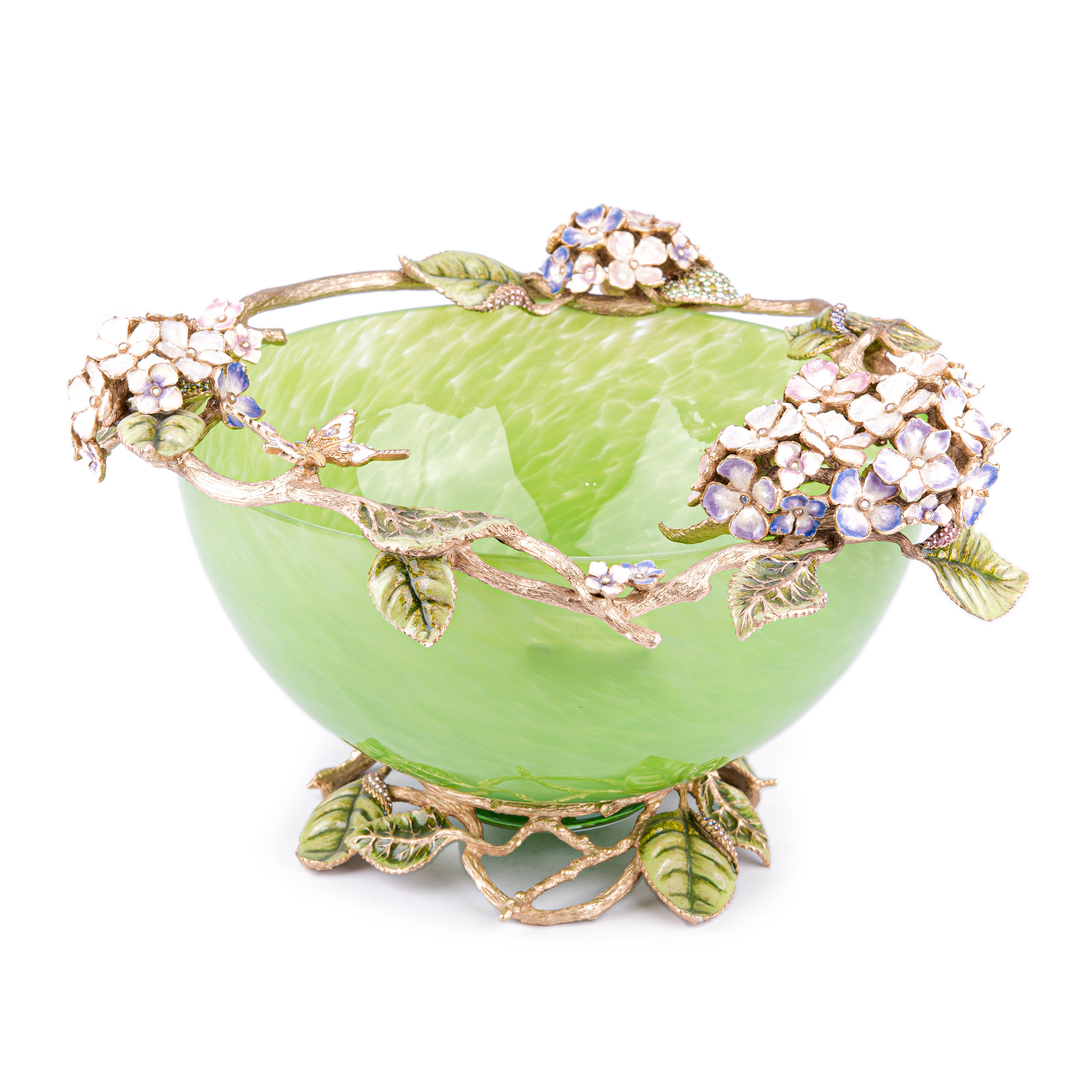 Jay Strongwater. Sophie Hydrangea Gilded Bowl  Studded with Swarovski