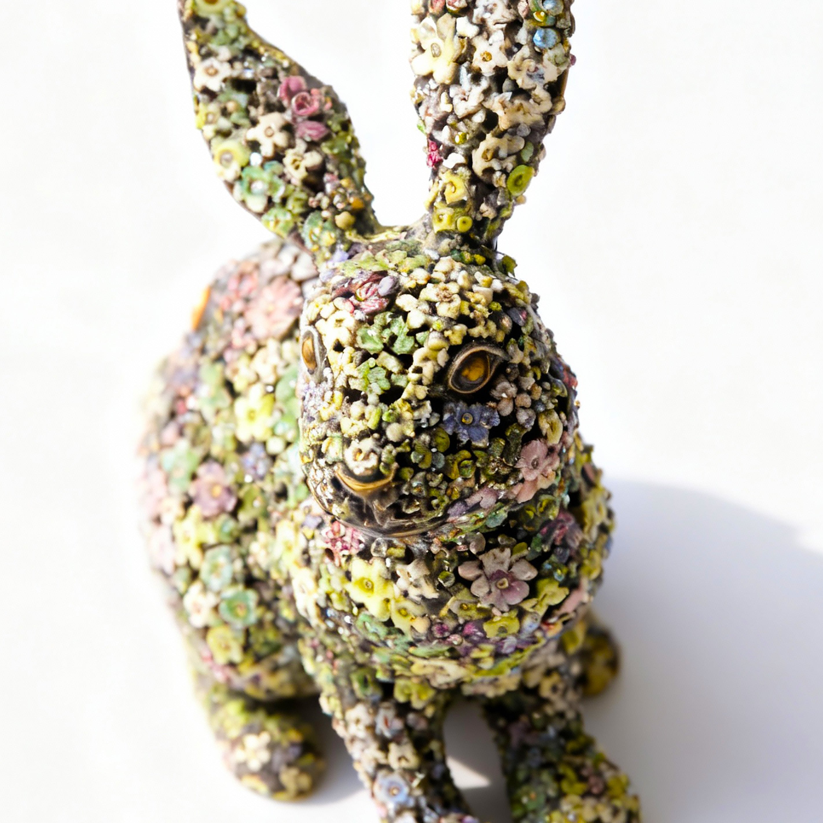Jay Strongwater. Floral Bunny Centrepiece Studded with Swarovski