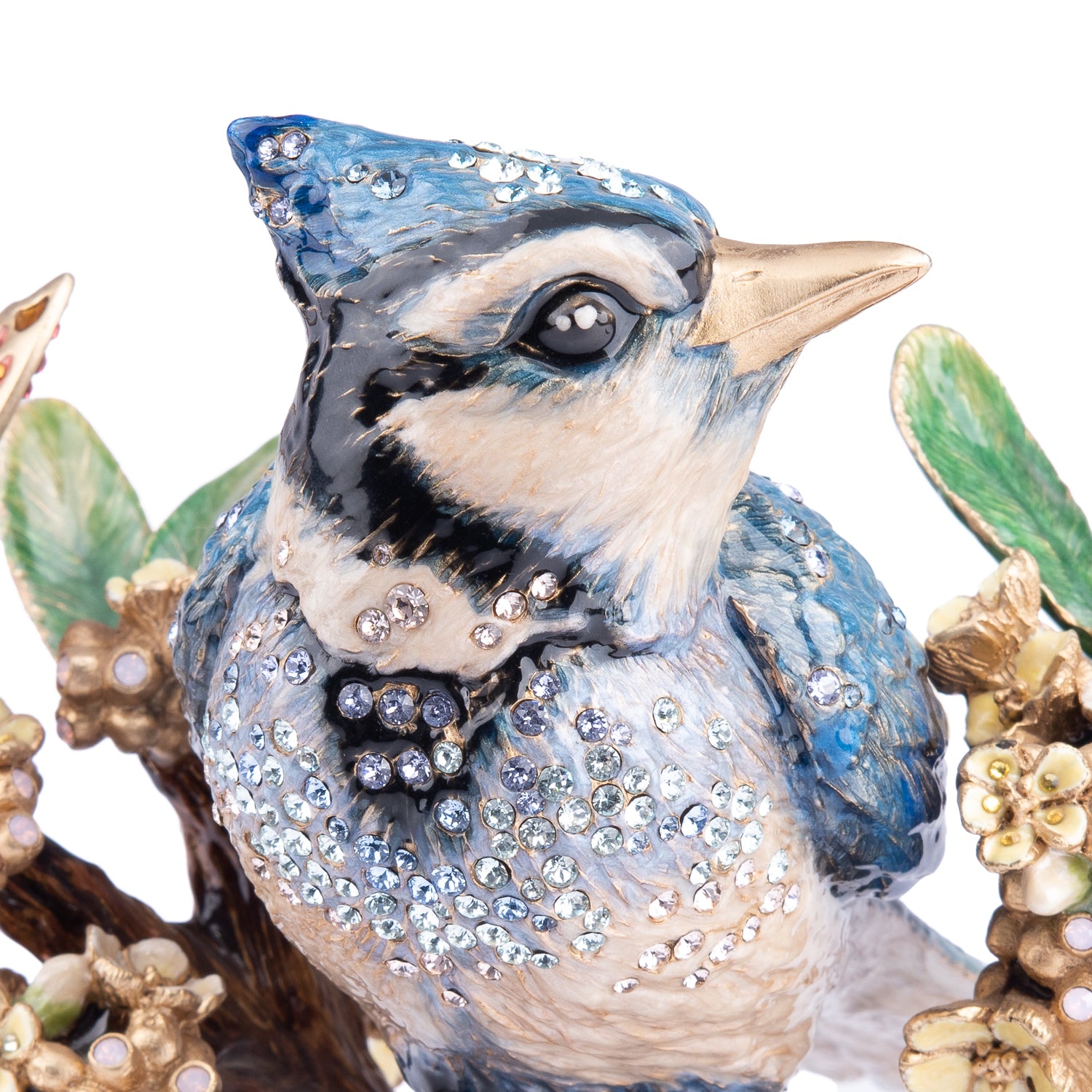 Jay Strongwater. Anderson Blue Jay on Branch Figurine Studded with Swarovski
